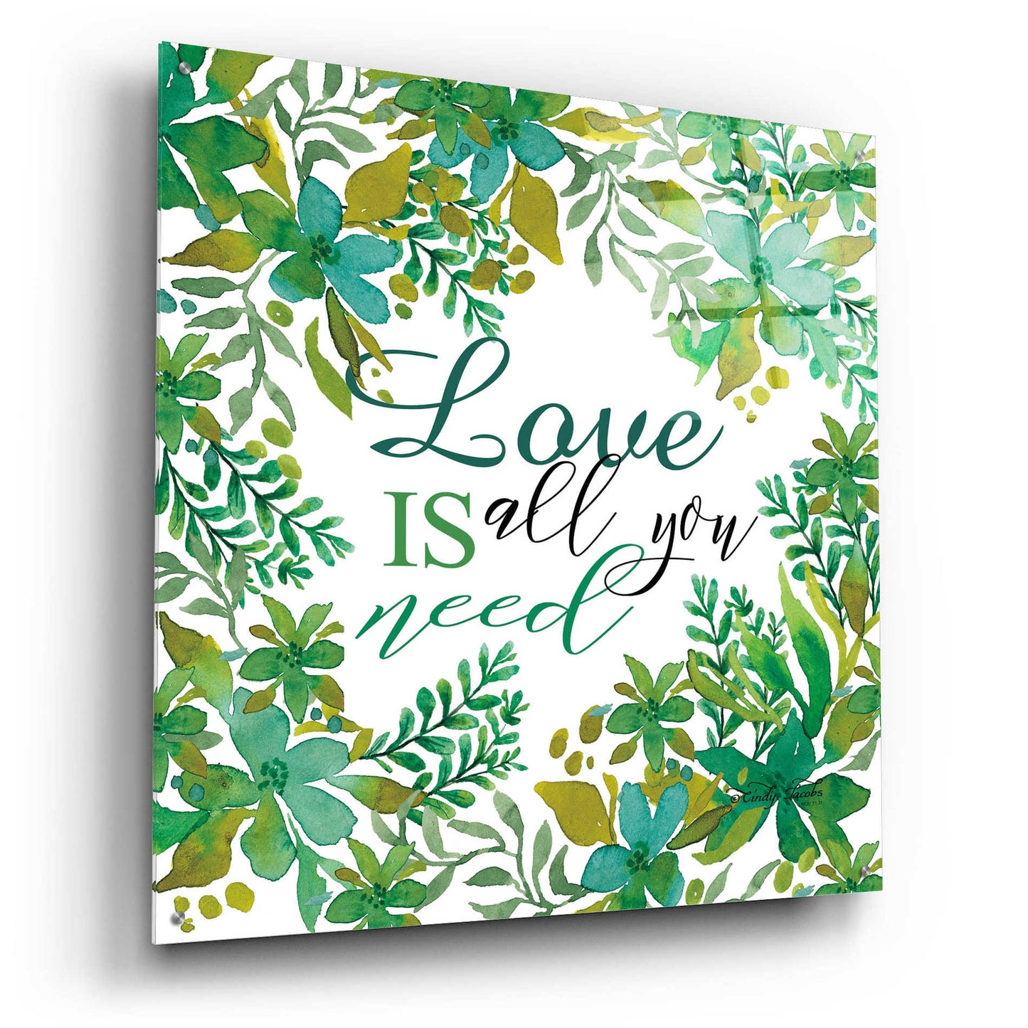 Epic Art 'Love Is Greenery' by Cindy Jacobs, Acrylic Glass Wall Art,36x36