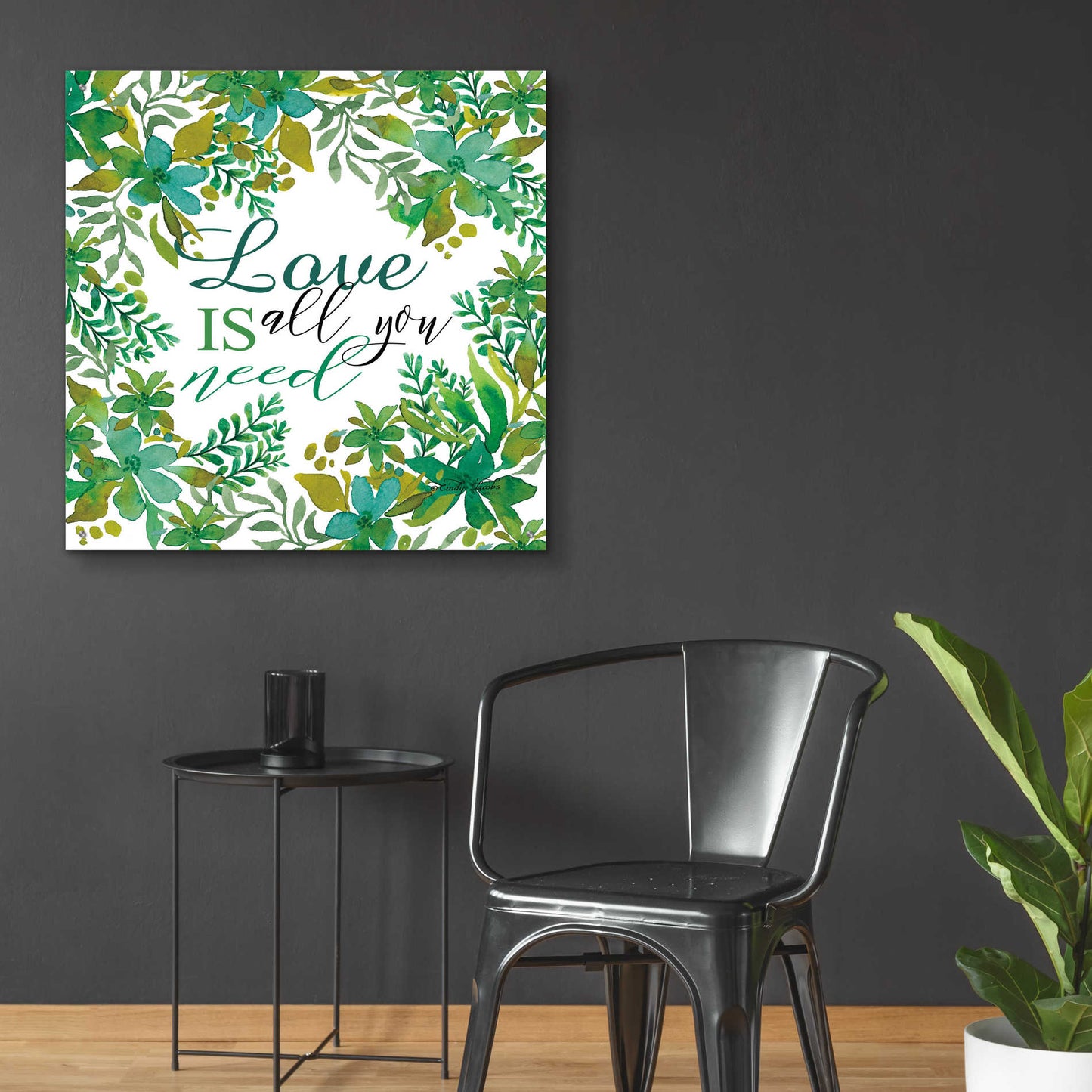 Epic Art 'Love Is Greenery' by Cindy Jacobs, Acrylic Glass Wall Art,36x36