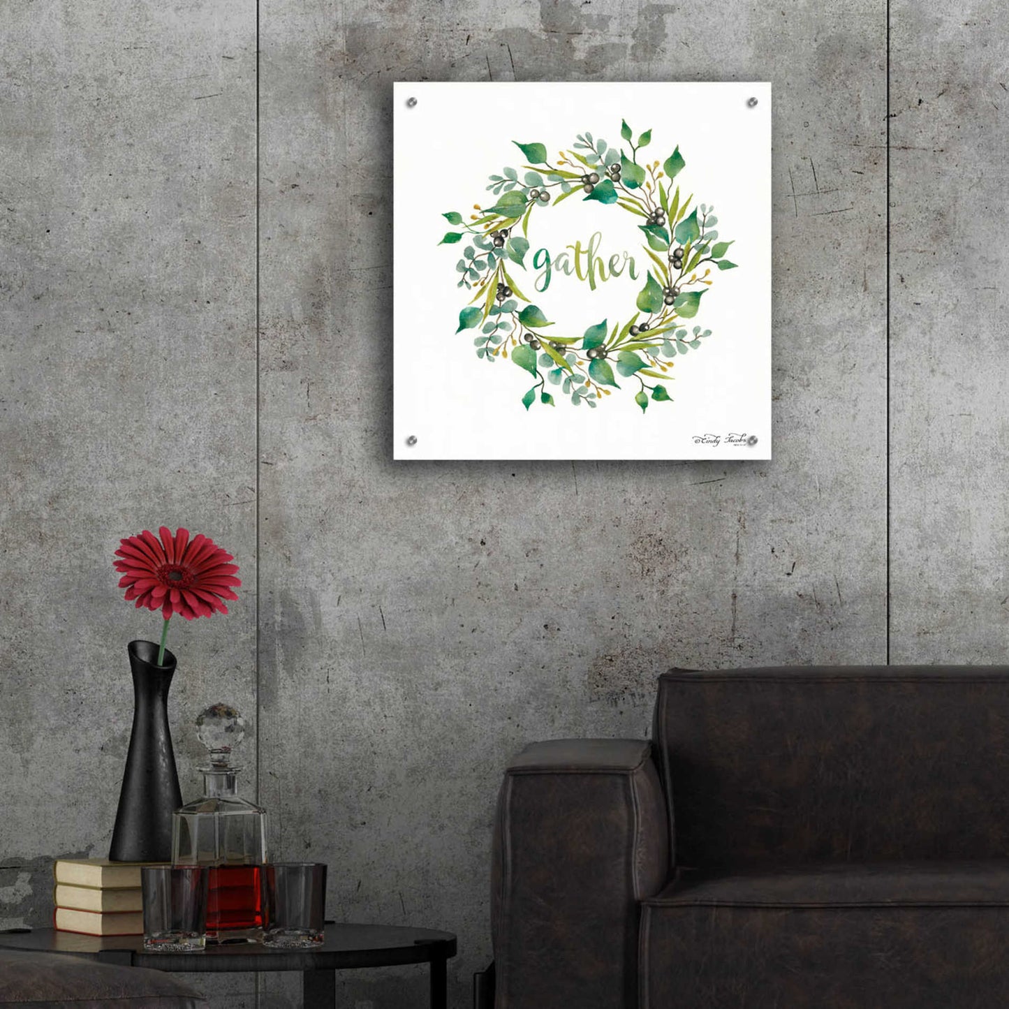 Epic Art 'Gather Eucalyptus Wreath' by Cindy Jacobs, Acrylic Glass Wall Art,24x24