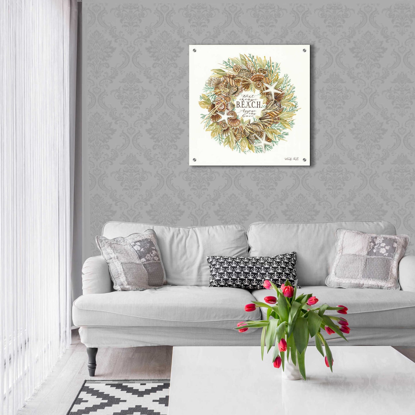 Epic Art 'Best Escape Shell Wreath' by Cindy Jacobs, Acrylic Glass Wall Art,24x24