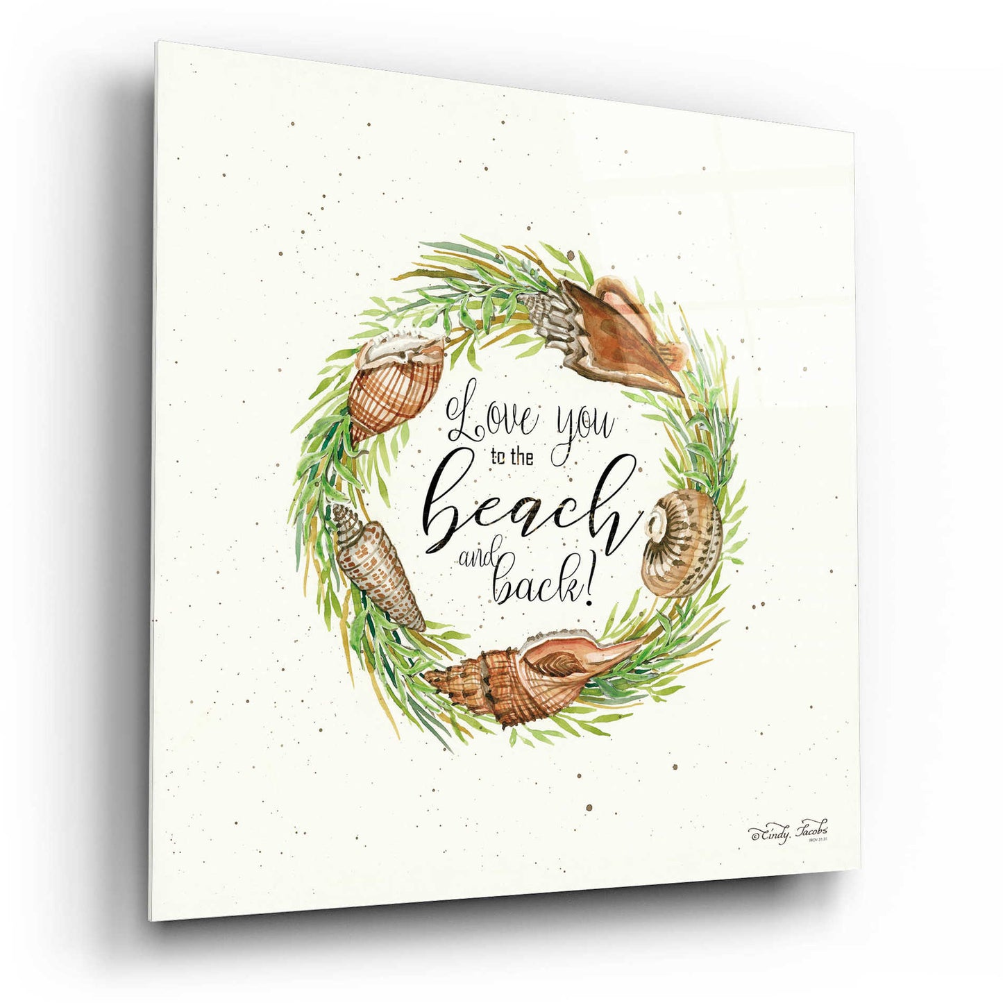 Epic Art 'Love You to the Beach Shell Wreath' by Cindy Jacobs, Acrylic Glass Wall Art,12x12