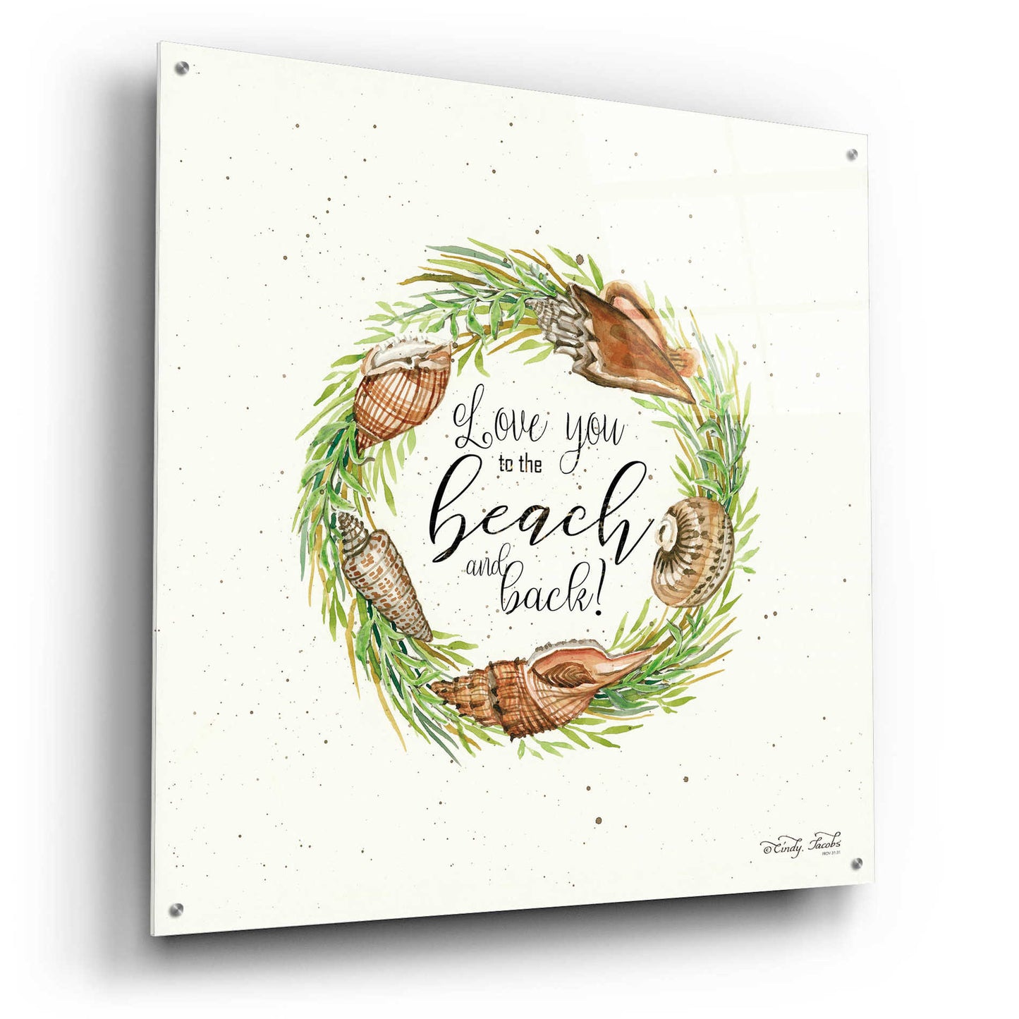 Epic Art 'Love You to the Beach Shell Wreath' by Cindy Jacobs, Acrylic Glass Wall Art,36x36