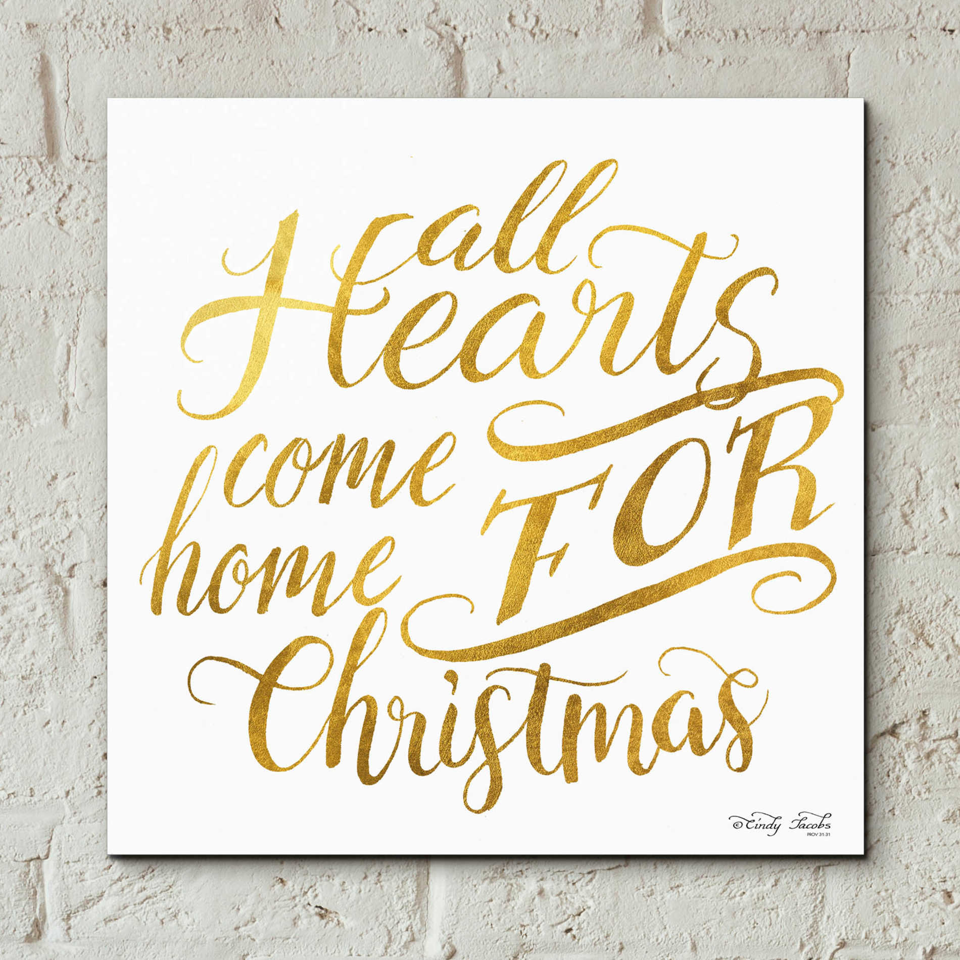 Epic Art 'Come Home for Christmas' by Cindy Jacobs, Acrylic Glass Wall Art,12x12