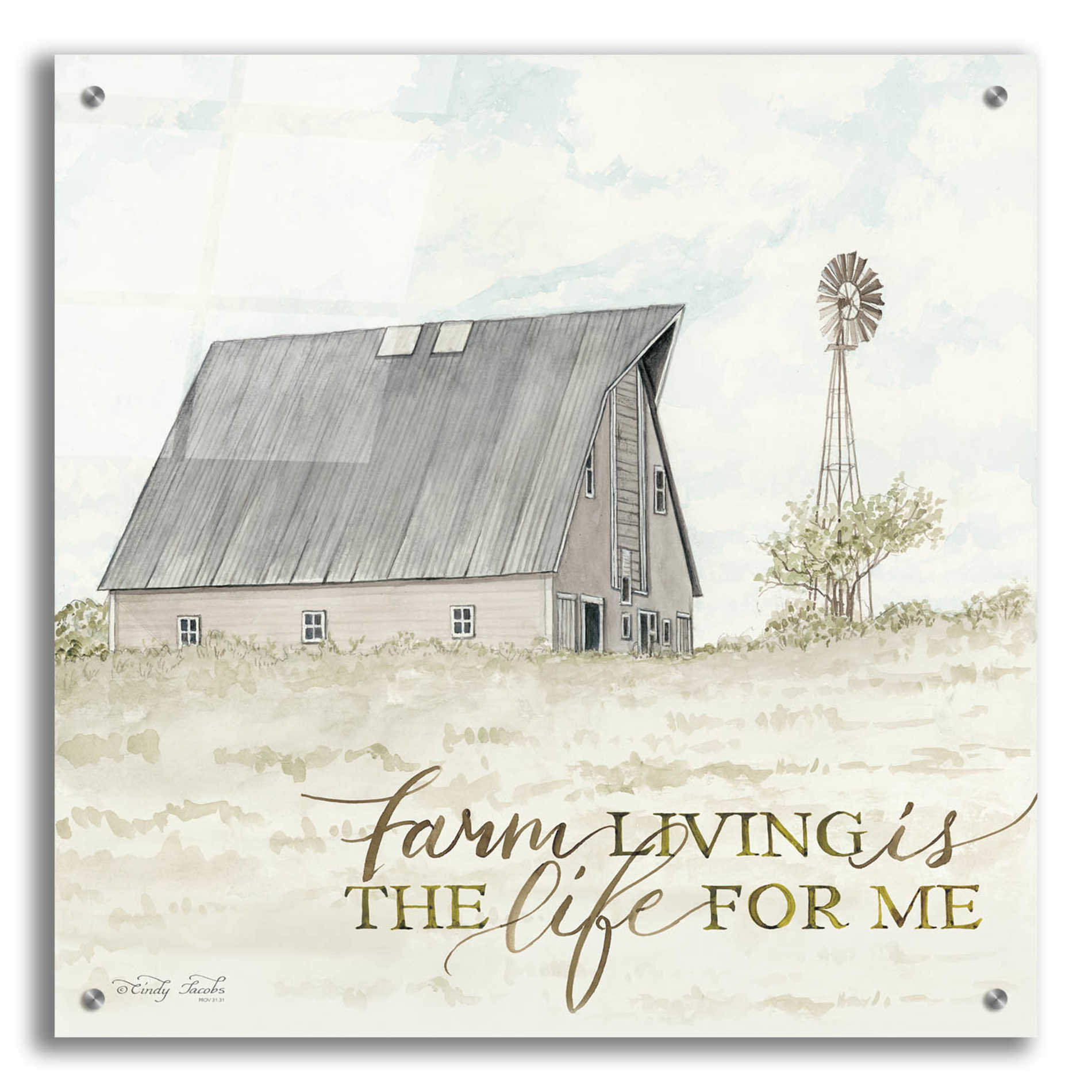 Epic Art 'Farm Living' by Cindy Jacobs, Acrylic Glass Wall Art,24x24