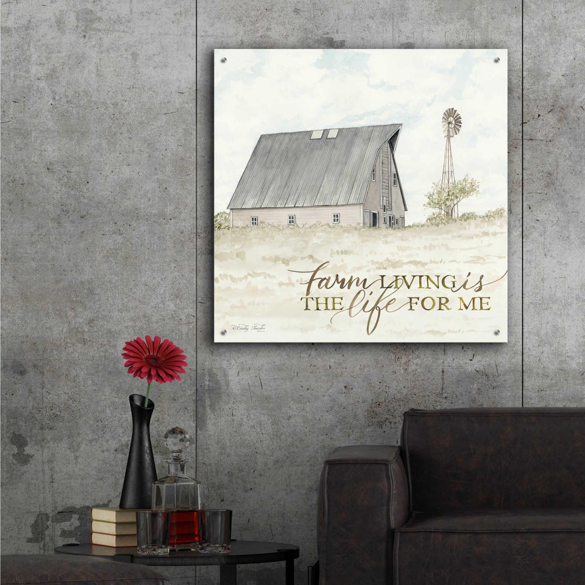 Epic Art 'Farm Living' by Cindy Jacobs, Acrylic Glass Wall Art,36x36