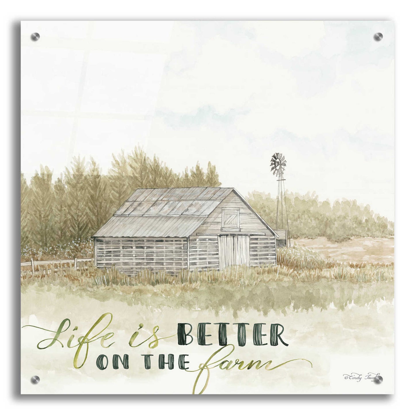 Epic Art 'Life is Better on the Farm' by Cindy Jacobs, Acrylic Glass Wall Art,24x24