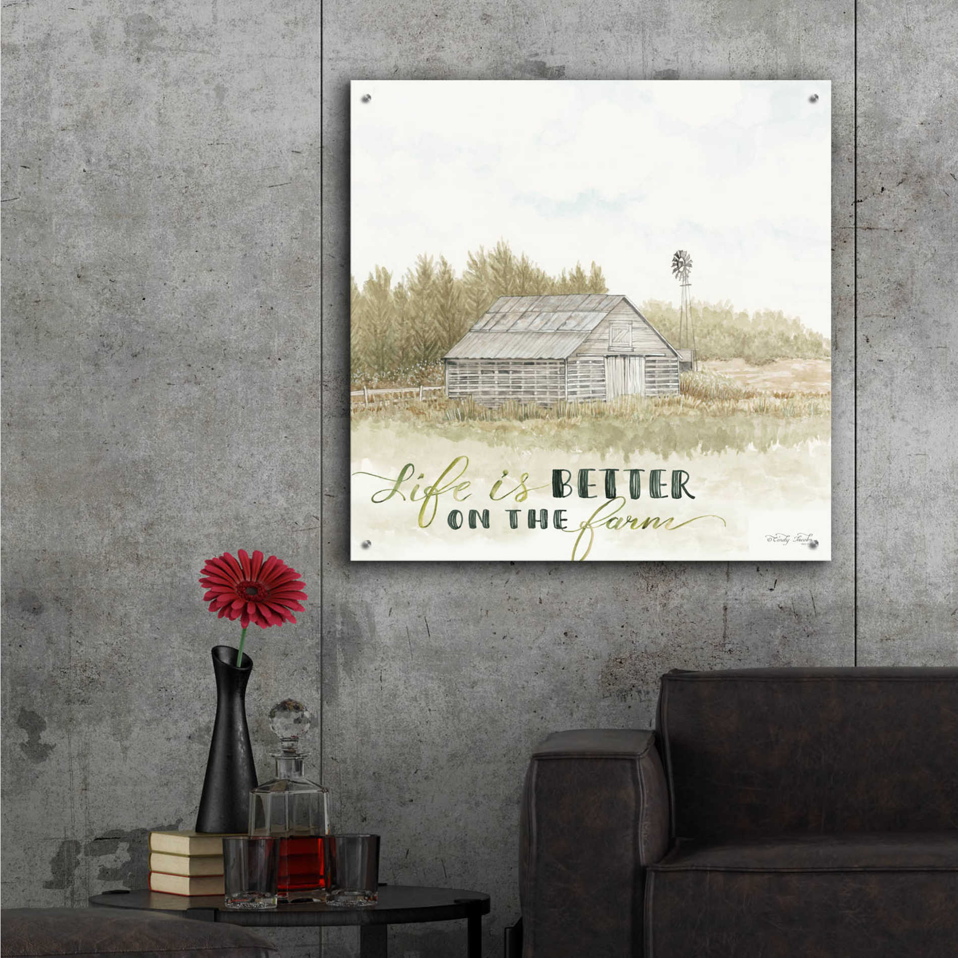 Epic Art 'Life is Better on the Farm' by Cindy Jacobs, Acrylic Glass Wall Art,36x36