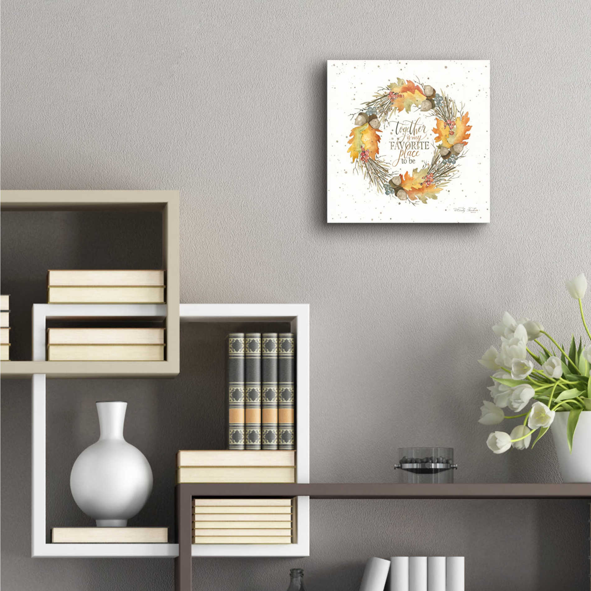 Epic Art 'Together Wreath' by Cindy Jacobs, Acrylic Glass Wall Art,12x12