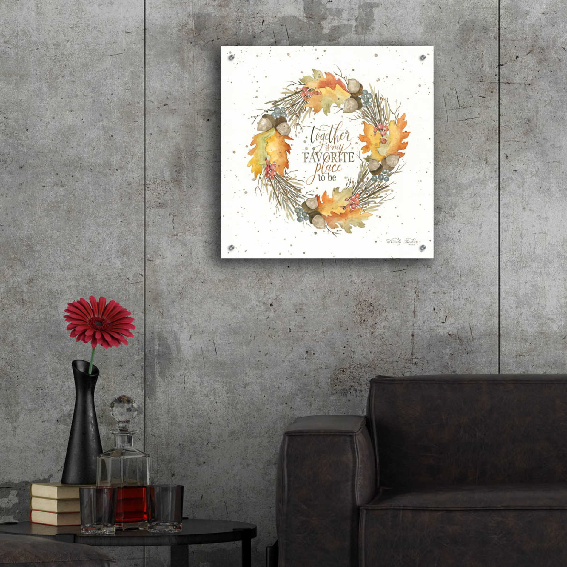 Epic Art 'Together Wreath' by Cindy Jacobs, Acrylic Glass Wall Art,24x24