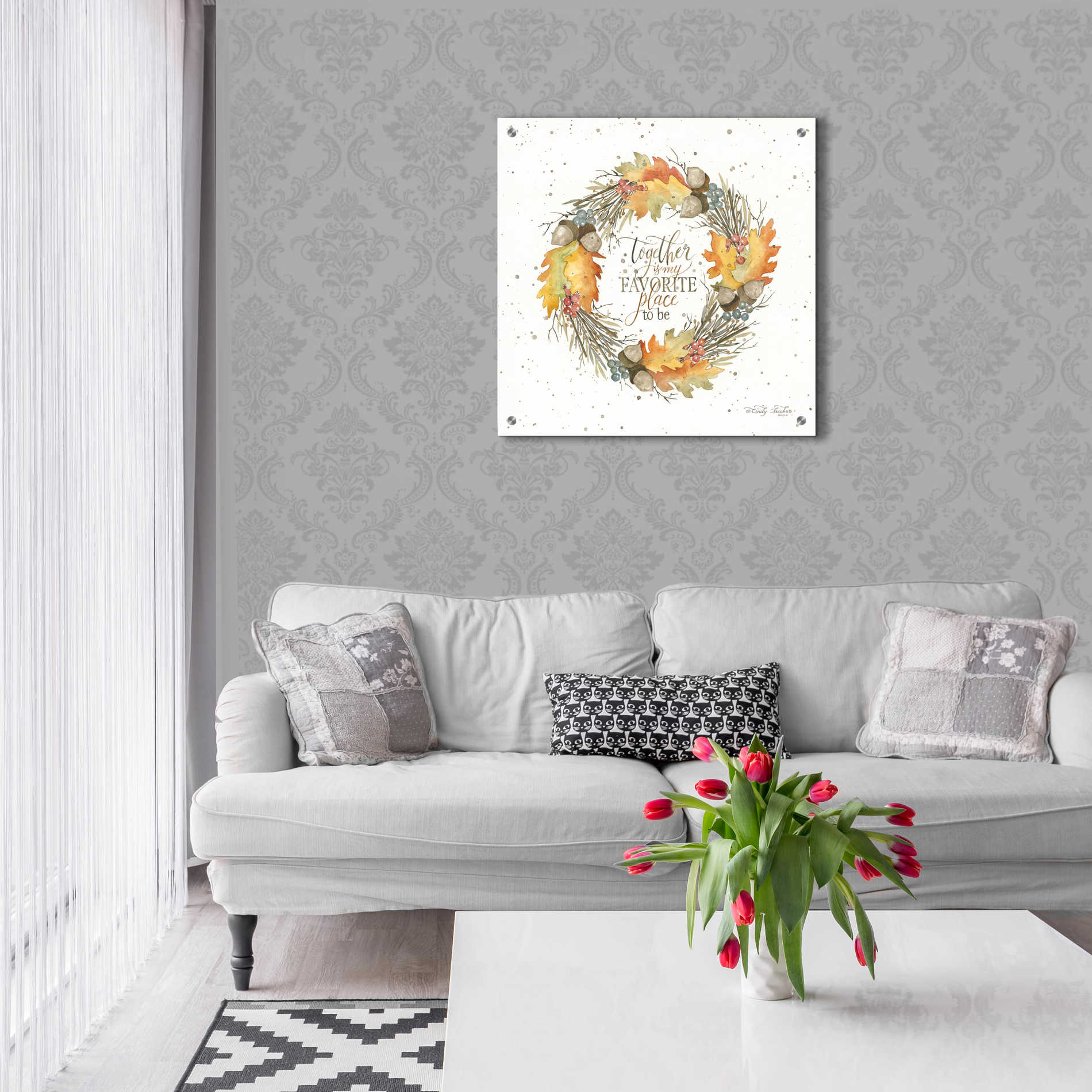 Epic Art 'Together Wreath' by Cindy Jacobs, Acrylic Glass Wall Art,24x24