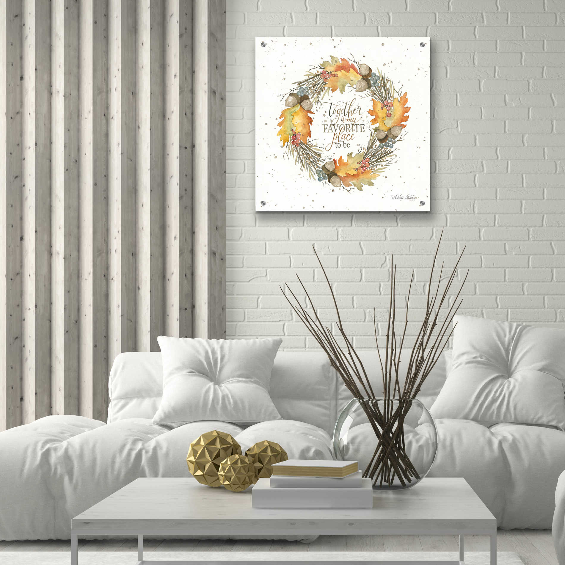 Epic Art 'Together Wreath' by Cindy Jacobs, Acrylic Glass Wall Art,24x24