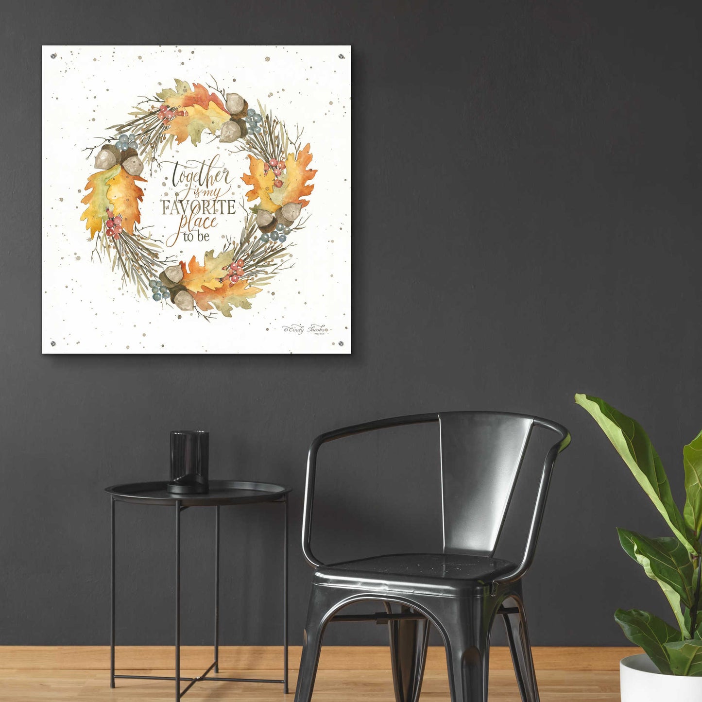 Epic Art 'Together Wreath' by Cindy Jacobs, Acrylic Glass Wall Art,36x36