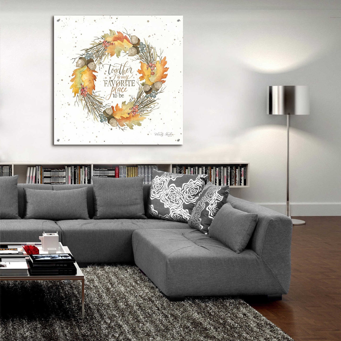 Epic Art 'Together Wreath' by Cindy Jacobs, Acrylic Glass Wall Art,36x36