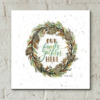 Epic Art 'Our Family Gathers Here Wreath' by Cindy Jacobs, Acrylic Glass Wall Art,12x12
