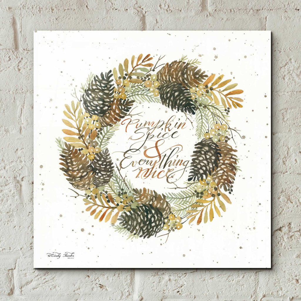 Epic Art 'Pumpkin Spice Wreath' by Cindy Jacobs, Acrylic Glass Wall Art,12x12