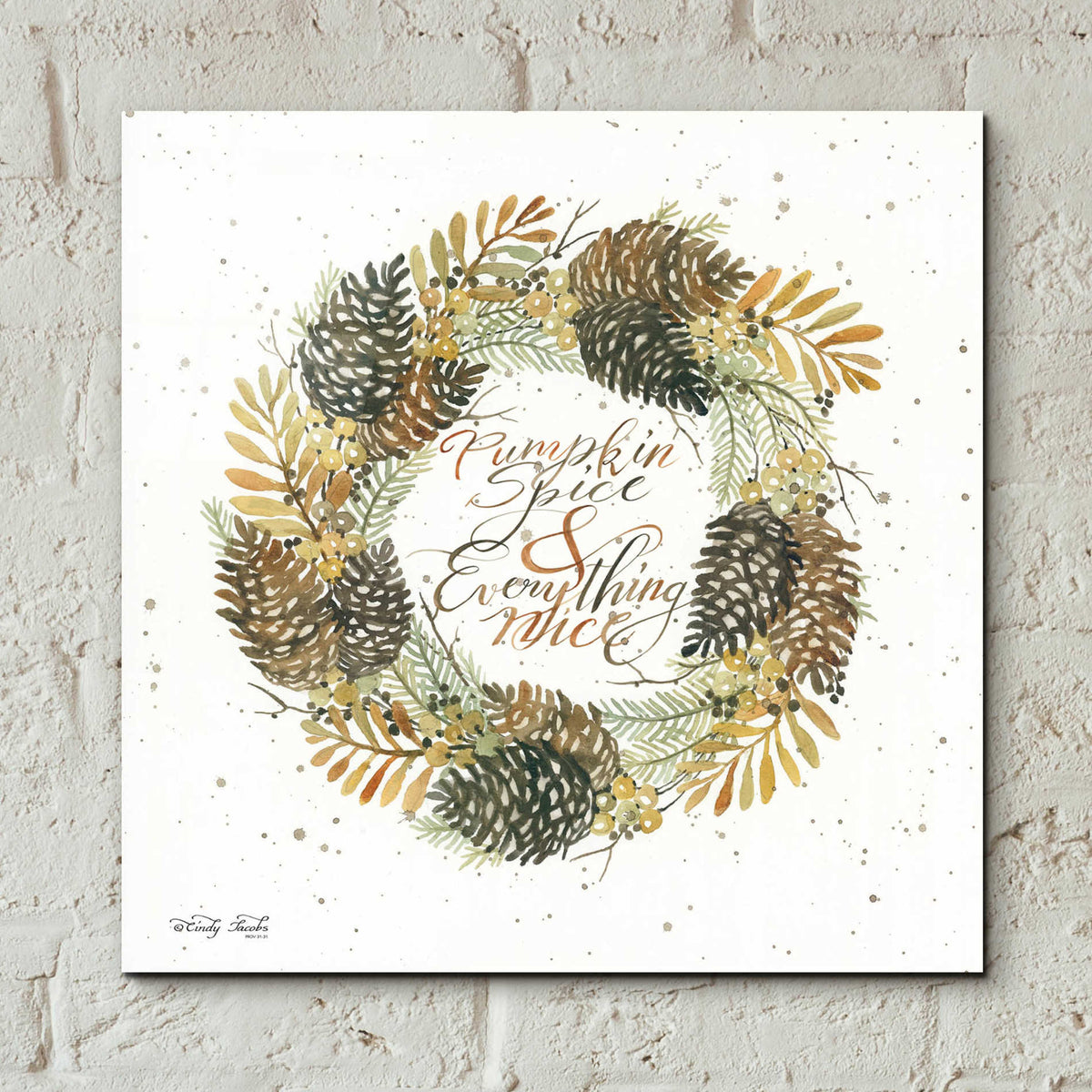 Epic Art 'Pumpkin Spice Wreath' by Cindy Jacobs, Acrylic Glass Wall Art,12x12