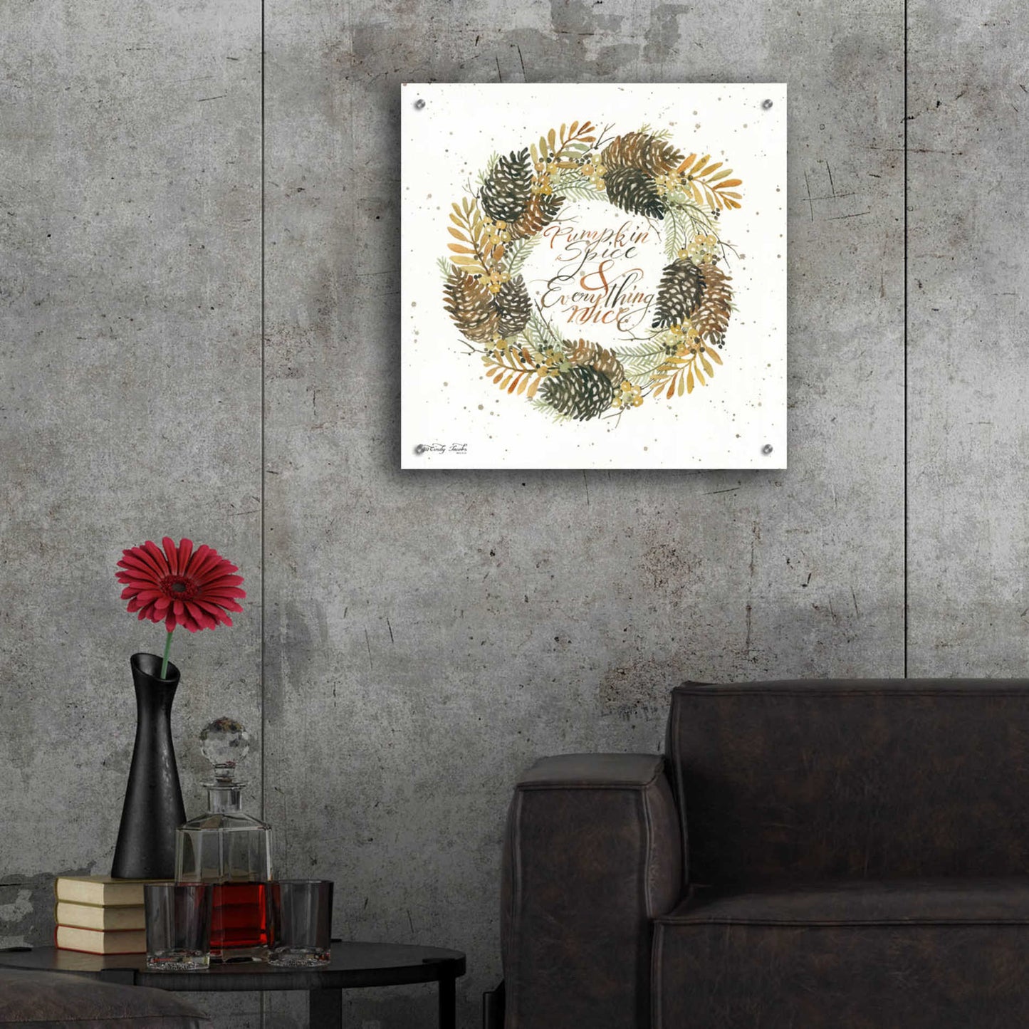 Epic Art 'Pumpkin Spice Wreath' by Cindy Jacobs, Acrylic Glass Wall Art,24x24