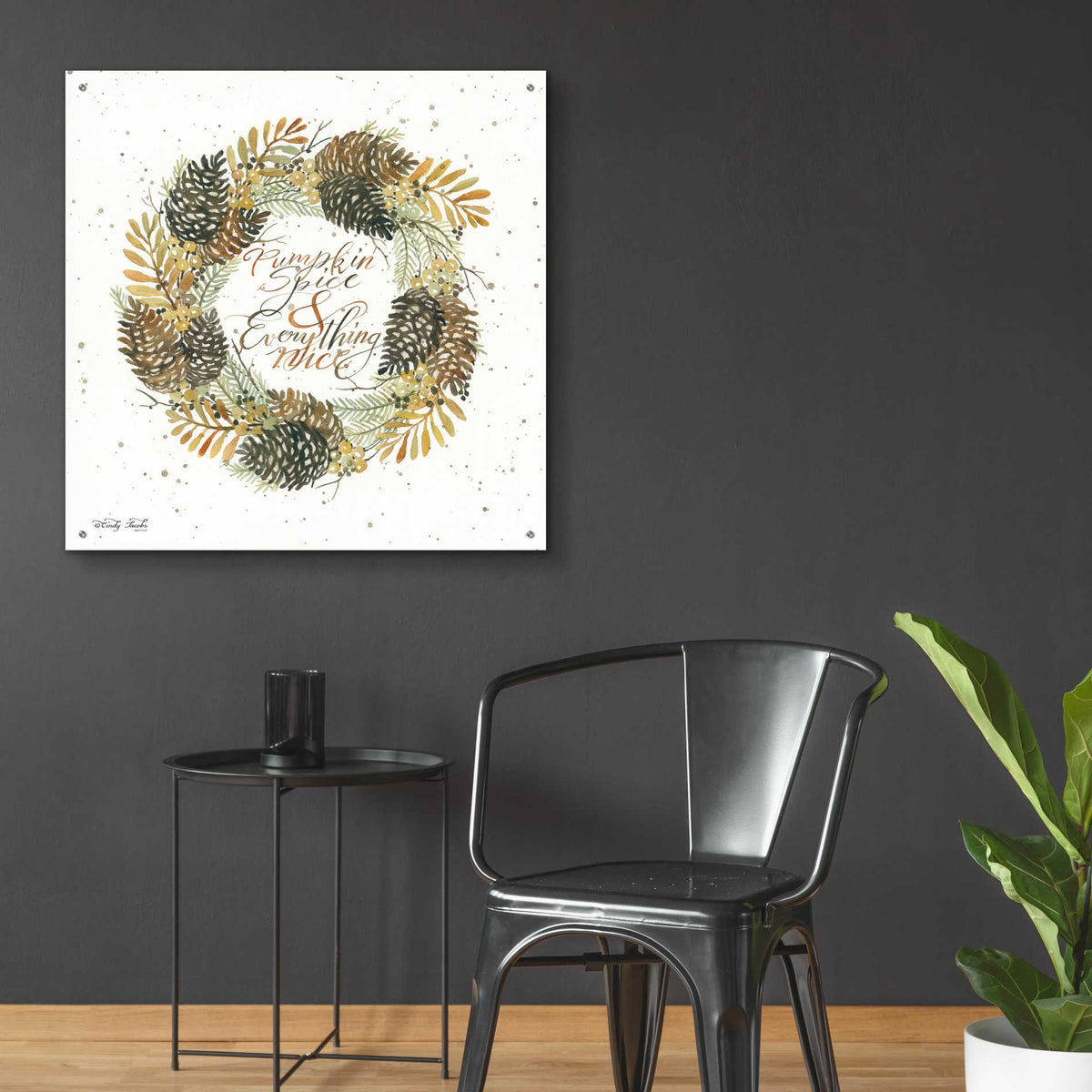 Epic Art 'Pumpkin Spice Wreath' by Cindy Jacobs, Acrylic Glass Wall Art,36x36