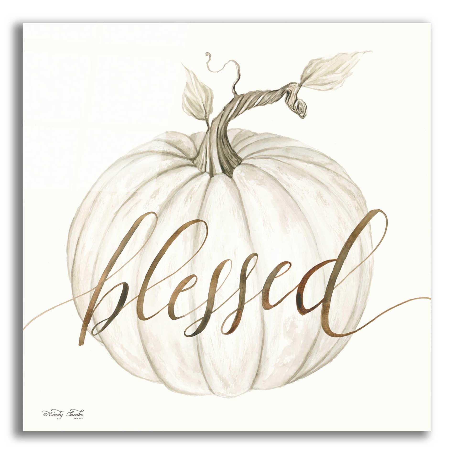 Epic Art 'Blessed Pumpkin' by Cindy Jacobs, Acrylic Glass Wall Art,12x12