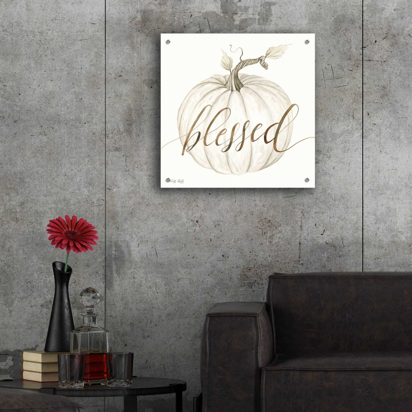 Epic Art 'Blessed Pumpkin' by Cindy Jacobs, Acrylic Glass Wall Art,24x24