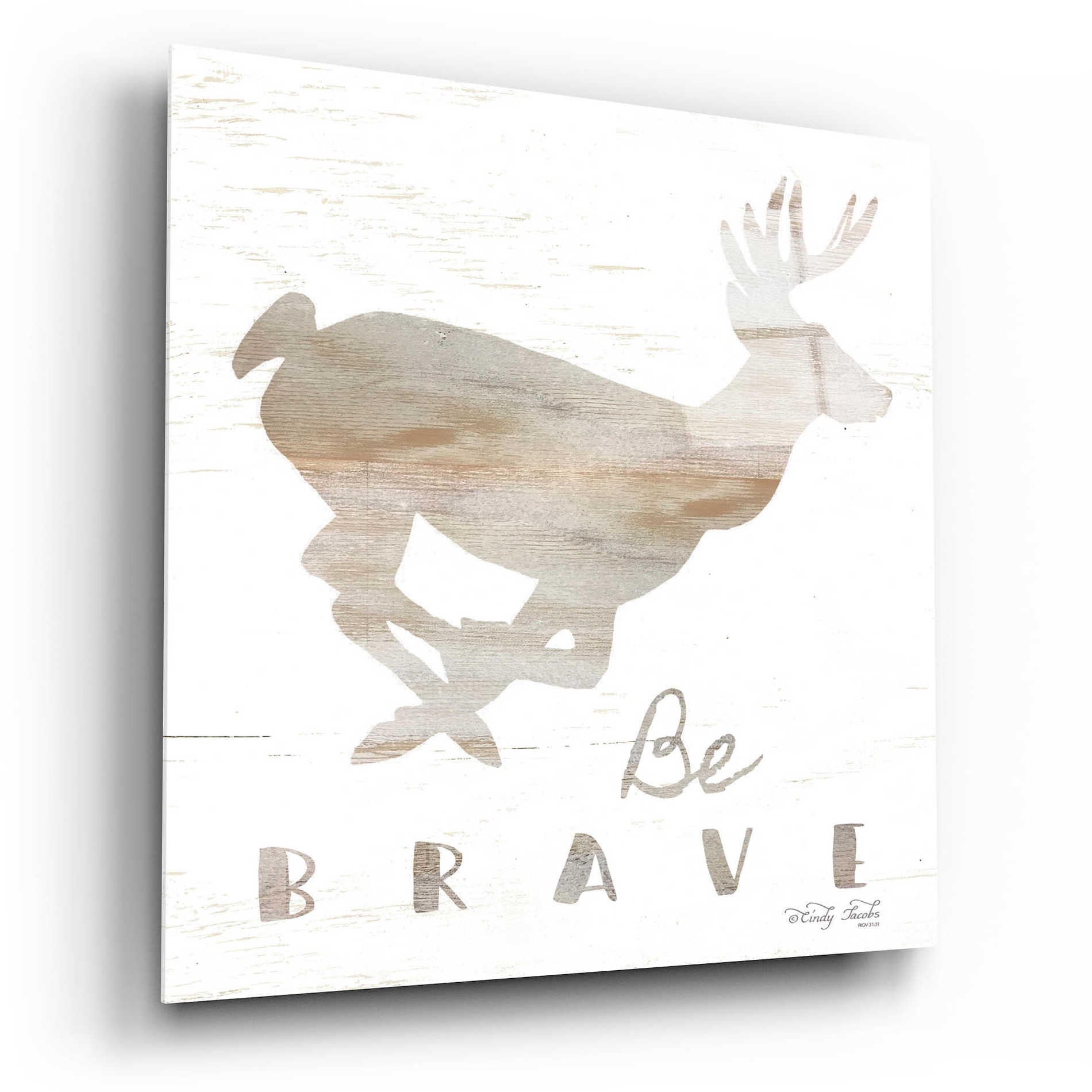 Epic Art 'Be Brave Deer' by Cindy Jacobs, Acrylic Glass Wall Art,12x12