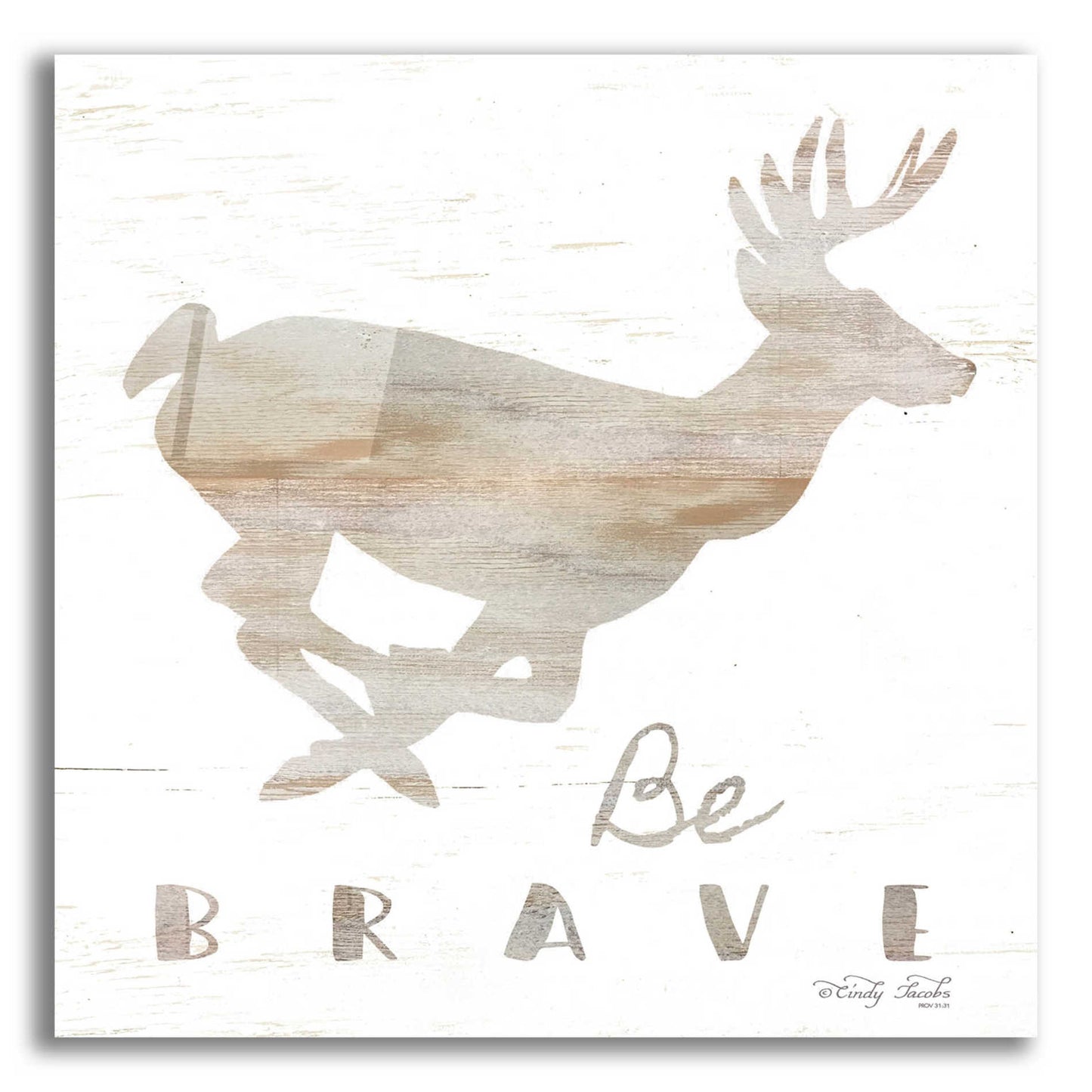 Epic Art 'Be Brave Deer' by Cindy Jacobs, Acrylic Glass Wall Art,12x12