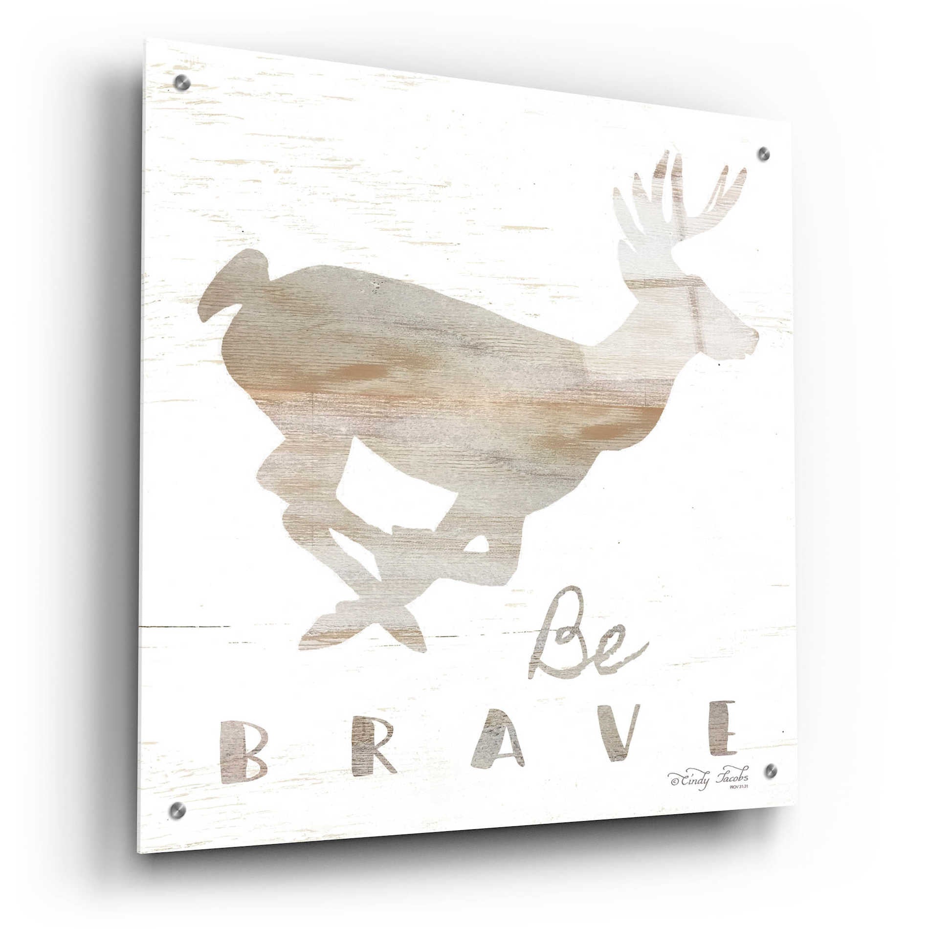 Epic Art 'Be Brave Deer' by Cindy Jacobs, Acrylic Glass Wall Art,24x24