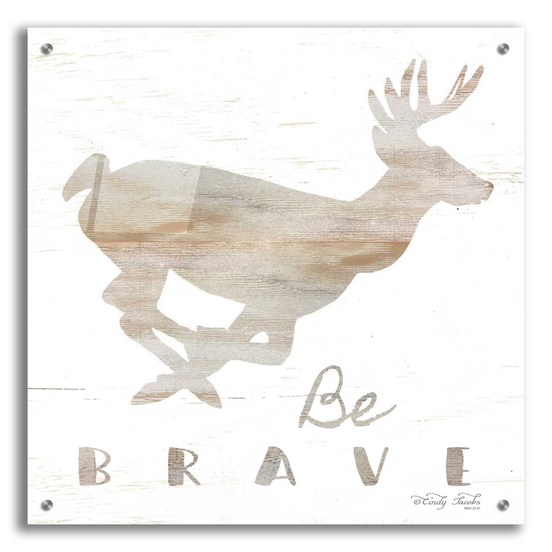 Epic Art 'Be Brave Deer' by Cindy Jacobs, Acrylic Glass Wall Art,24x24