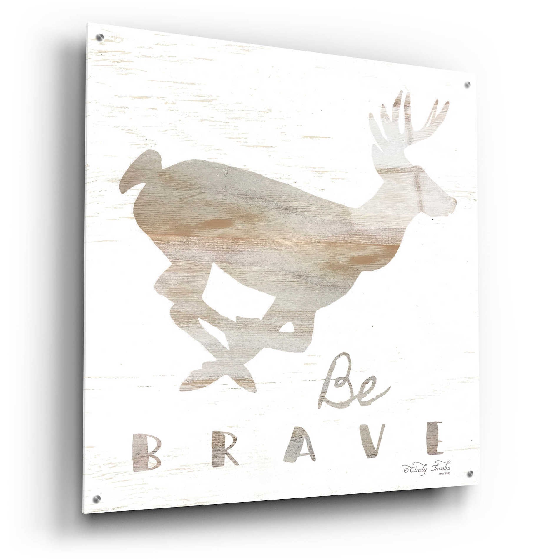 Epic Art 'Be Brave Deer' by Cindy Jacobs, Acrylic Glass Wall Art,36x36