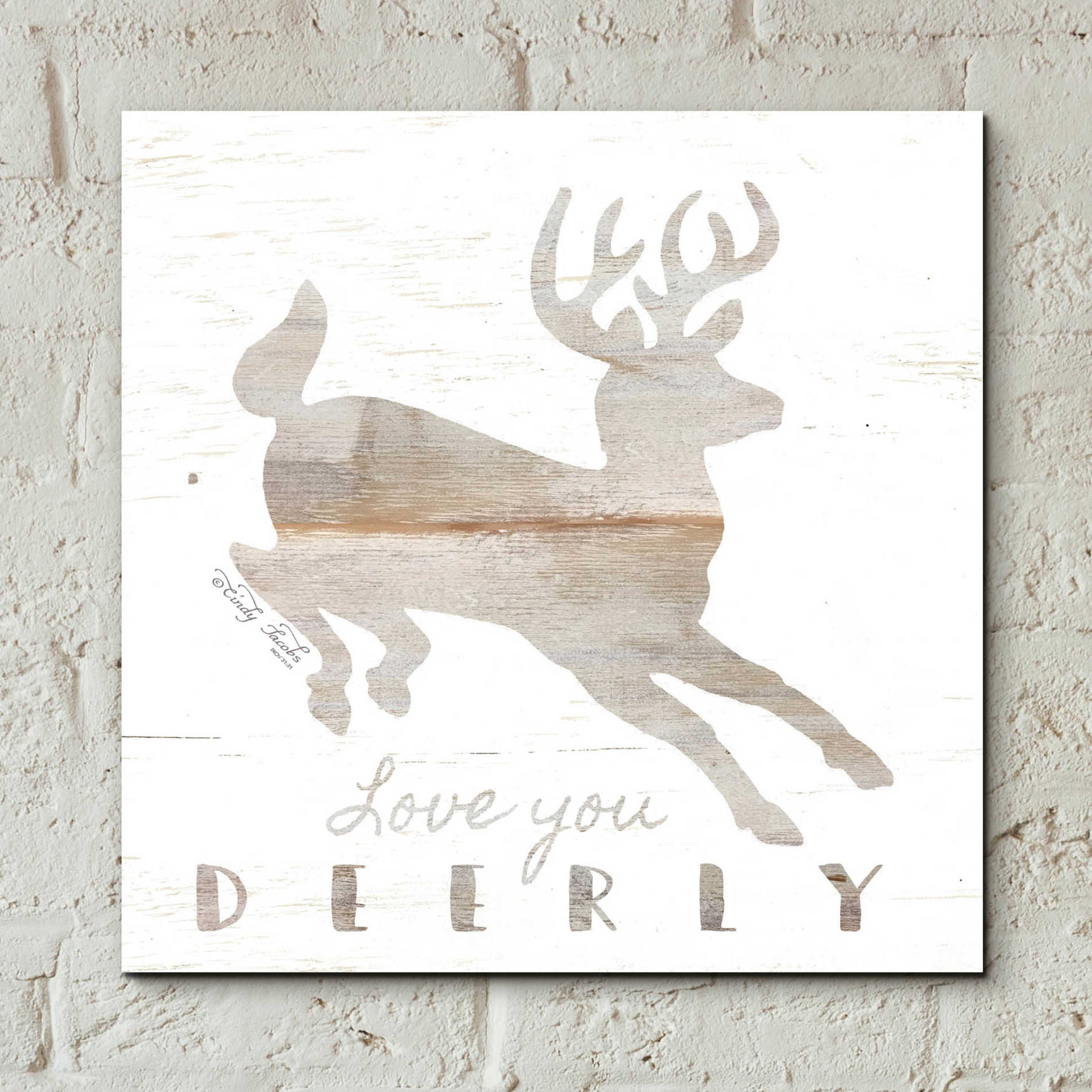 Epic Art 'Love You Deerly' by Cindy Jacobs, Acrylic Glass Wall Art,12x12