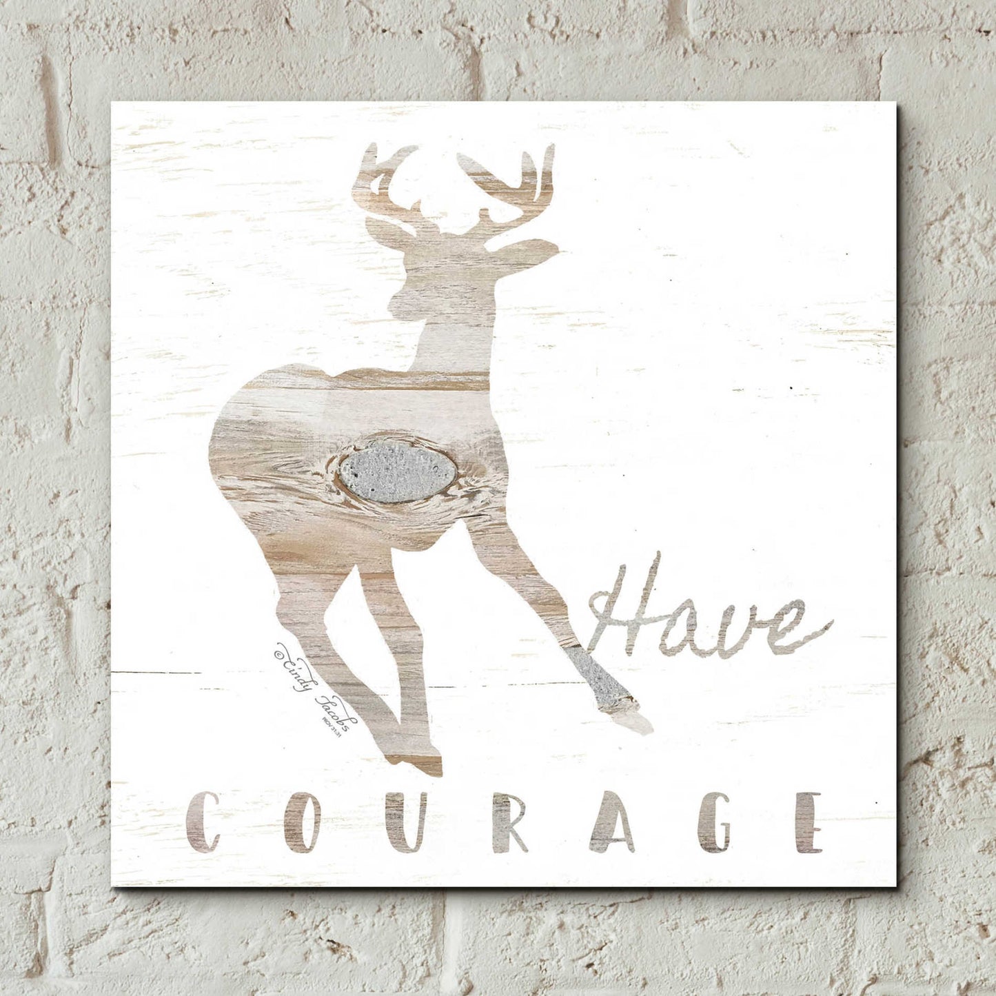 Epic Art 'Have Courage Deer' by Cindy Jacobs, Acrylic Glass Wall Art,12x12