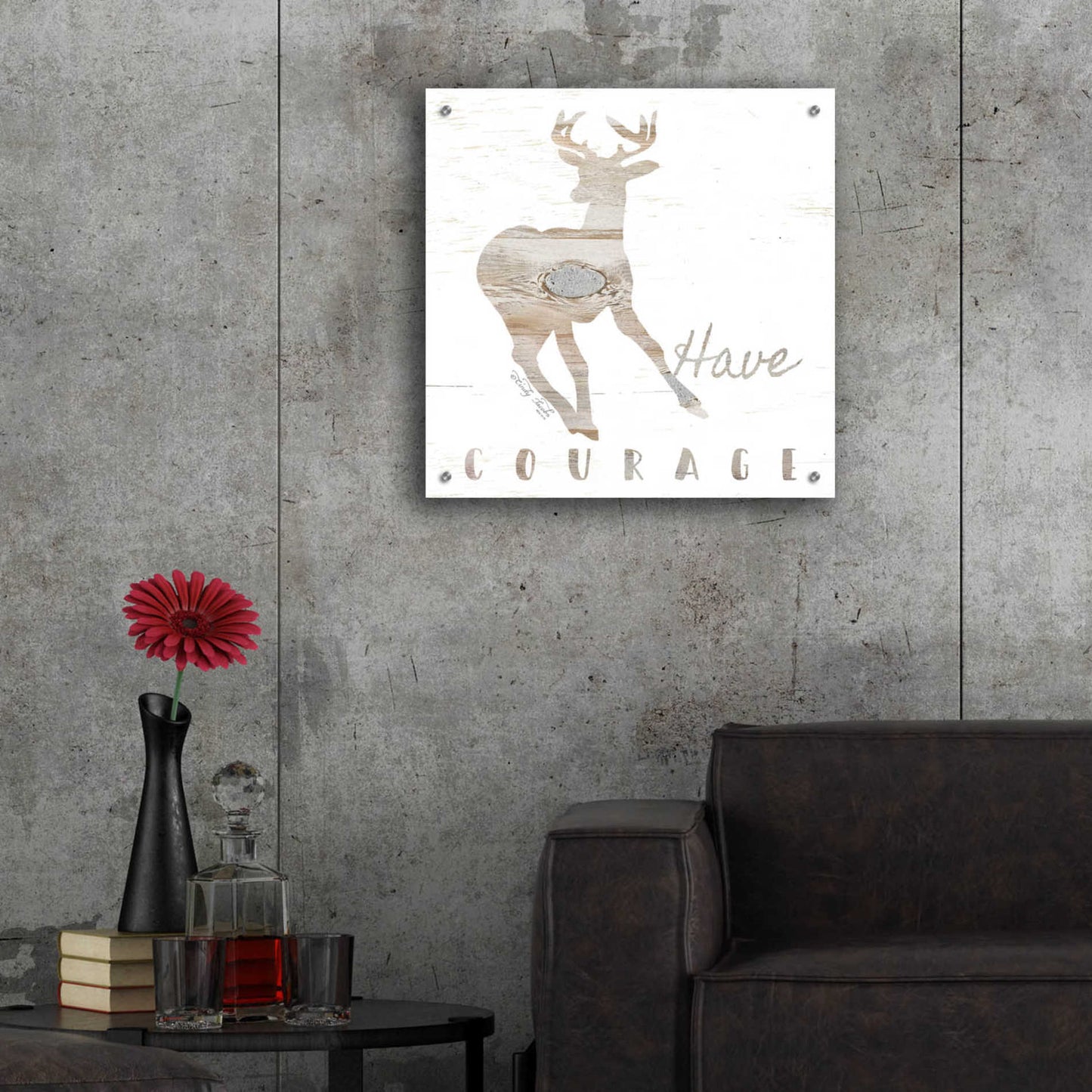 Epic Art 'Have Courage Deer' by Cindy Jacobs, Acrylic Glass Wall Art,24x24