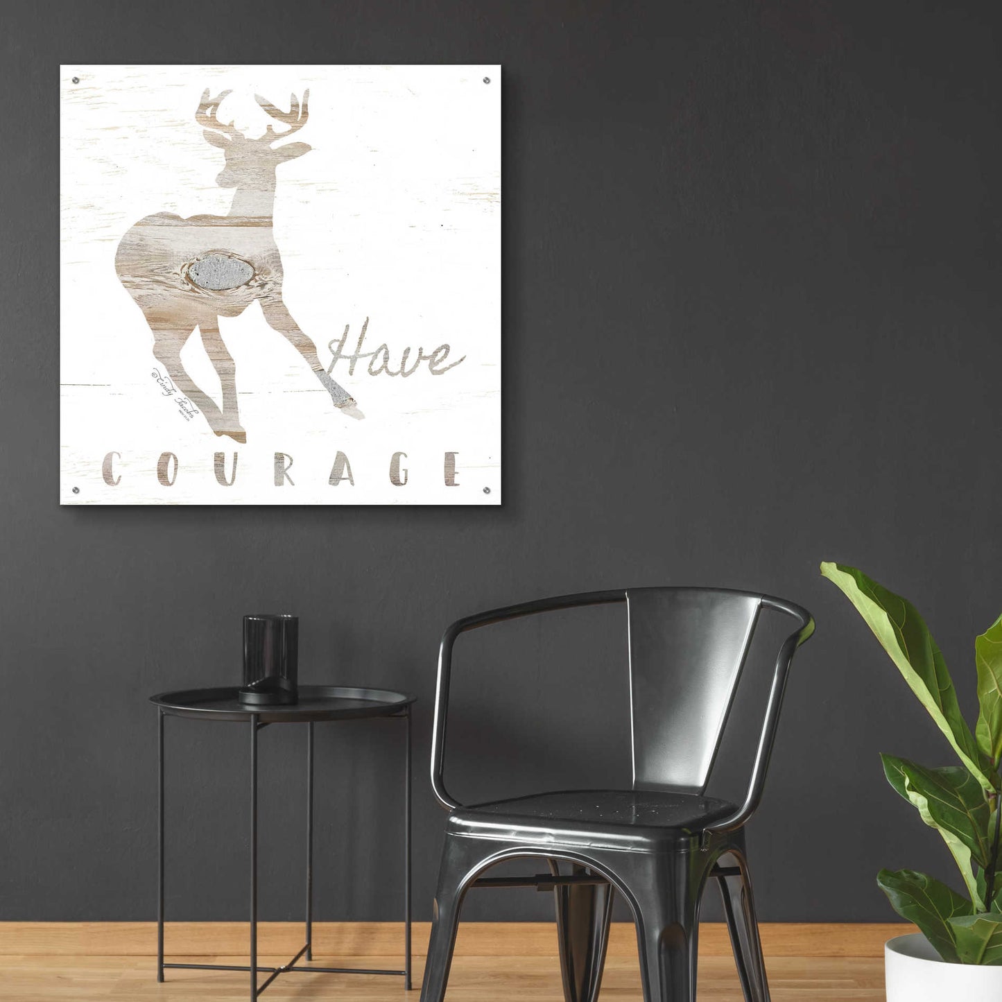 Epic Art 'Have Courage Deer' by Cindy Jacobs, Acrylic Glass Wall Art,36x36