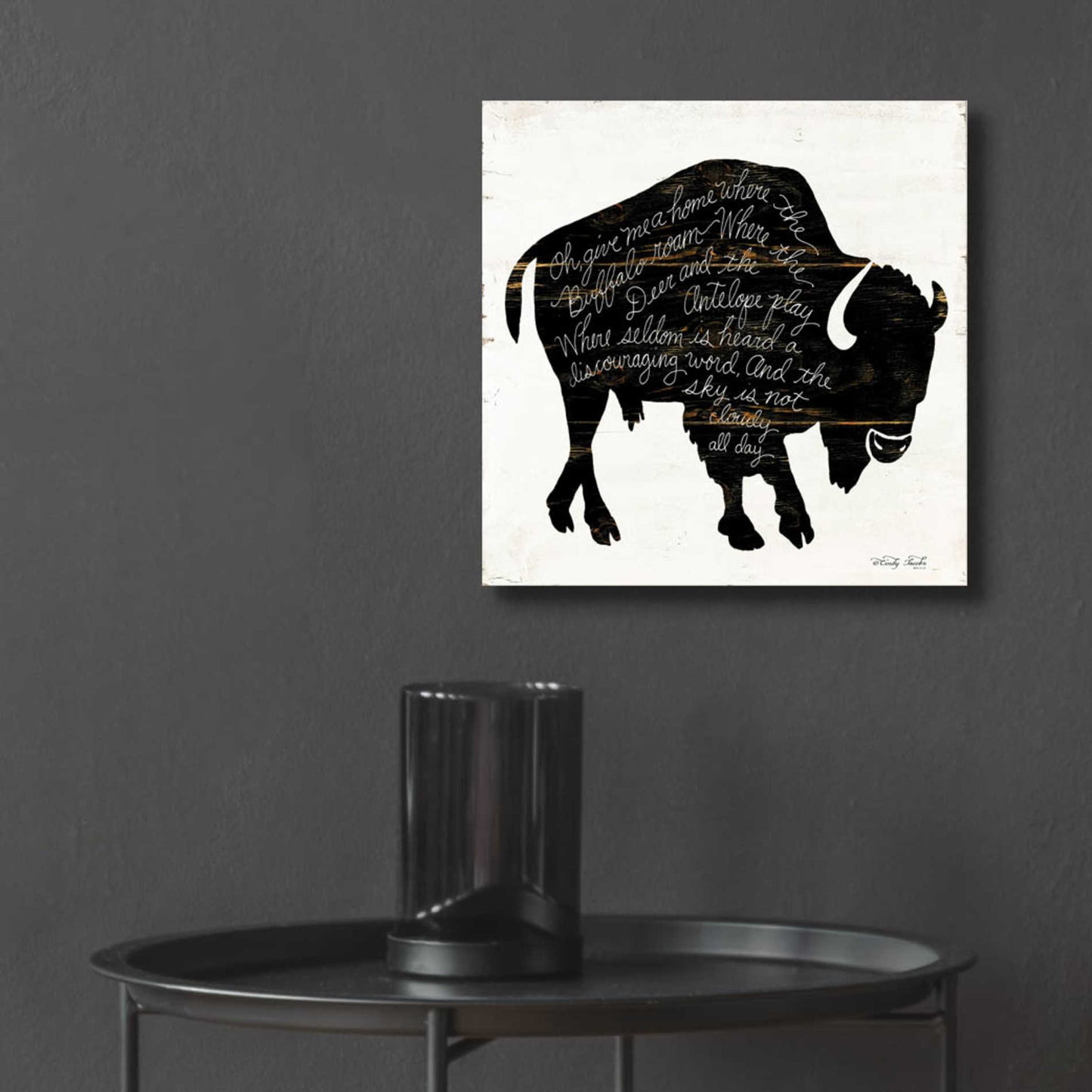 Epic Art 'Buffalo in Black' by Cindy Jacobs, Acrylic Glass Wall Art,12x12