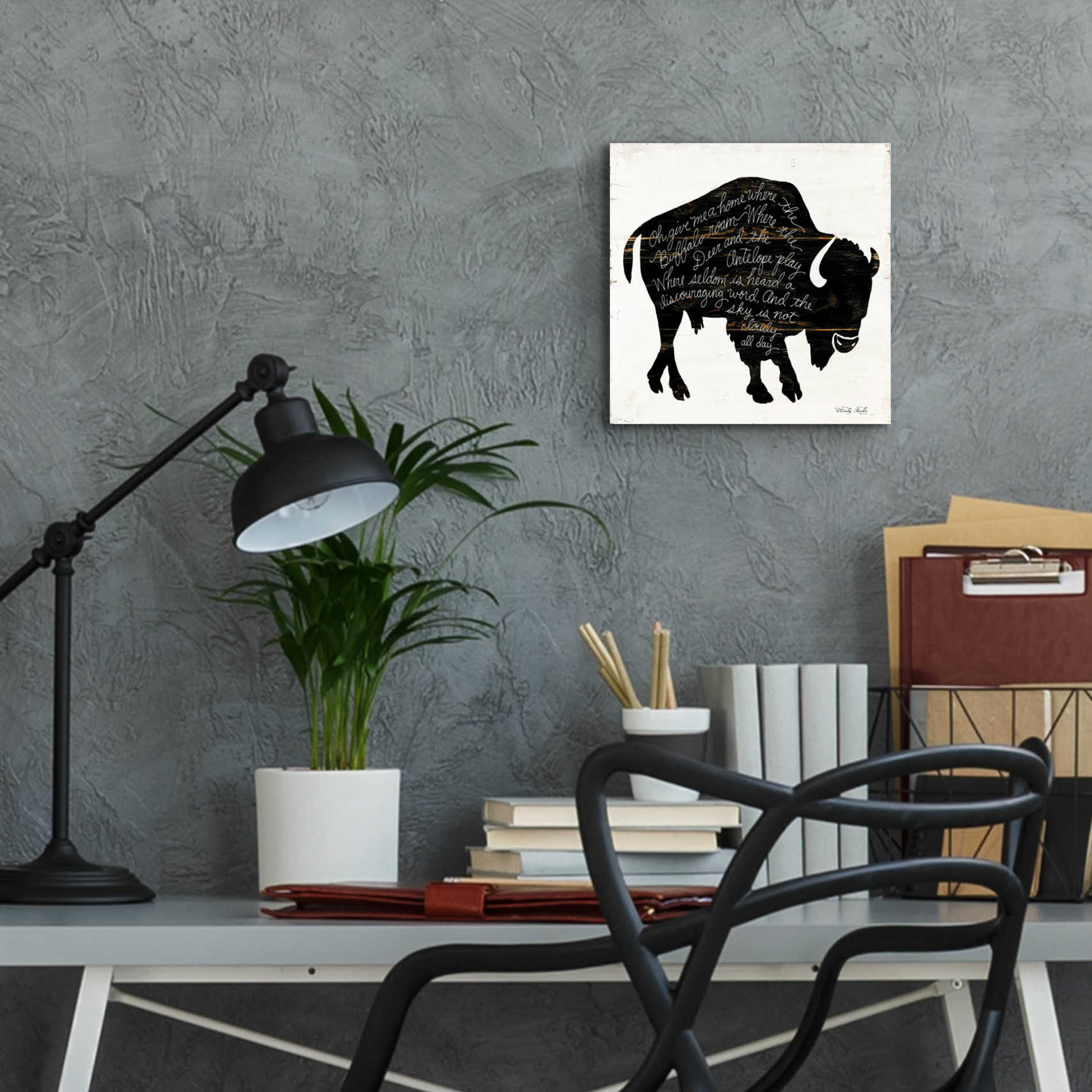 Epic Art 'Buffalo in Black' by Cindy Jacobs, Acrylic Glass Wall Art,12x12