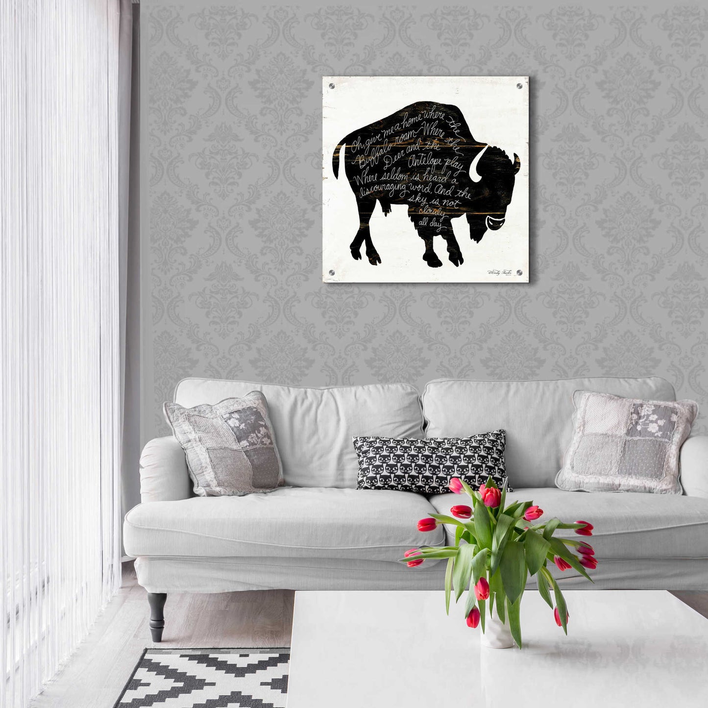 Epic Art 'Buffalo in Black' by Cindy Jacobs, Acrylic Glass Wall Art,24x24