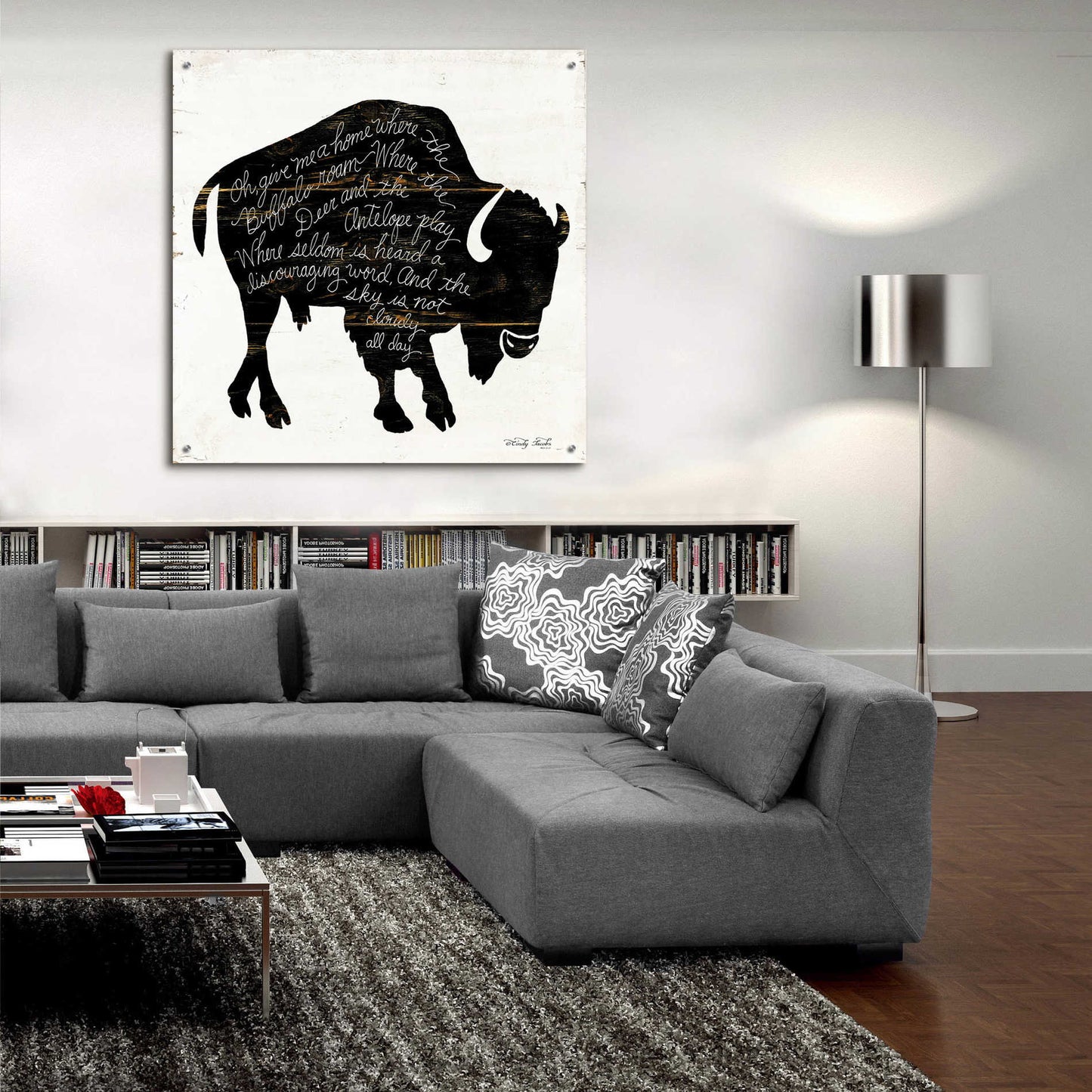 Epic Art 'Buffalo in Black' by Cindy Jacobs, Acrylic Glass Wall Art,36x36