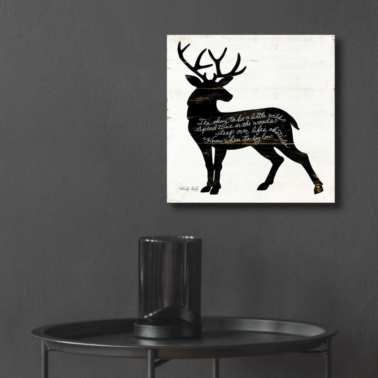 Epic Art 'Deer in Black' by Cindy Jacobs, Acrylic Glass Wall Art,12x12