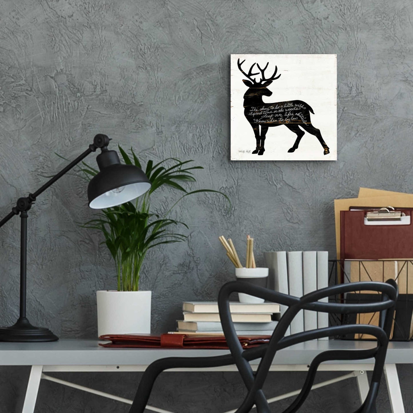 Epic Art 'Deer in Black' by Cindy Jacobs, Acrylic Glass Wall Art,12x12