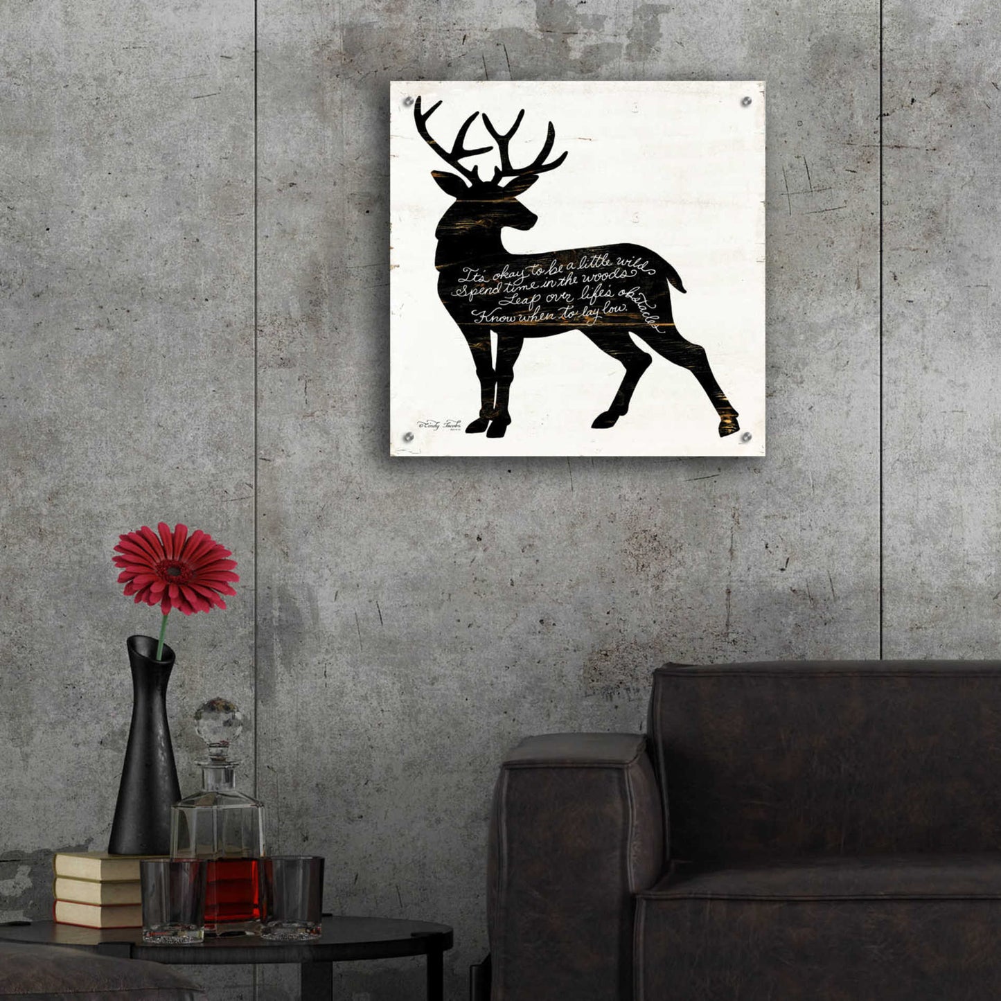 Epic Art 'Deer in Black' by Cindy Jacobs, Acrylic Glass Wall Art,24x24