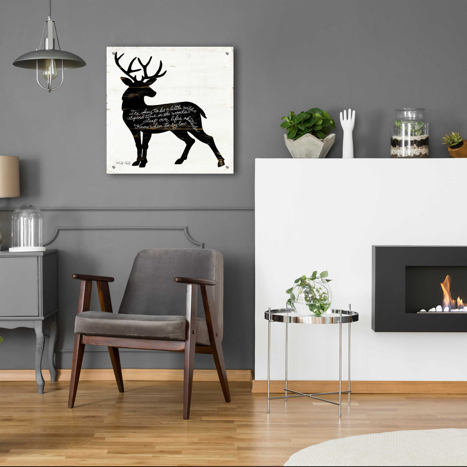 Epic Art 'Deer in Black' by Cindy Jacobs, Acrylic Glass Wall Art,24x24