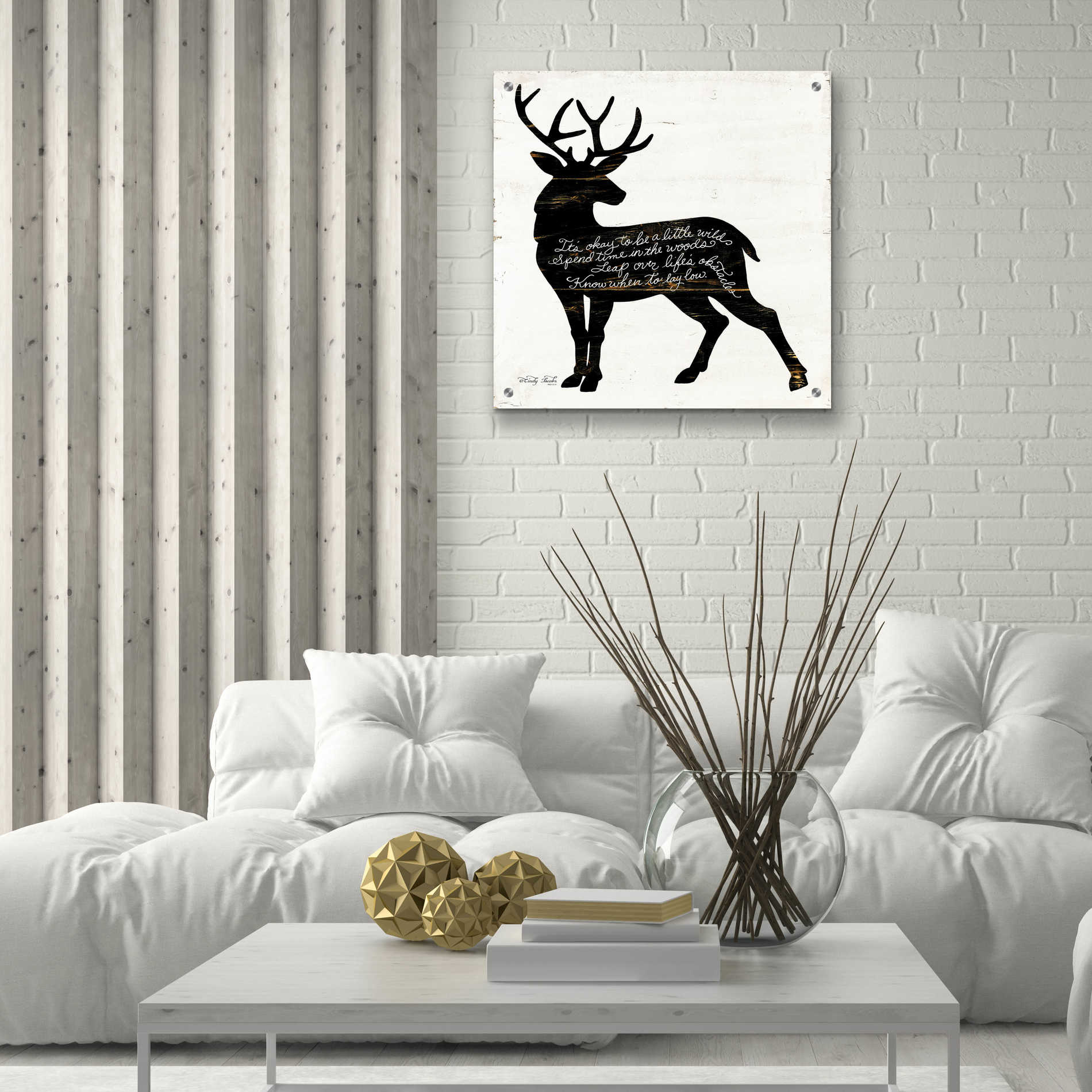 Epic Art 'Deer in Black' by Cindy Jacobs, Acrylic Glass Wall Art,24x24