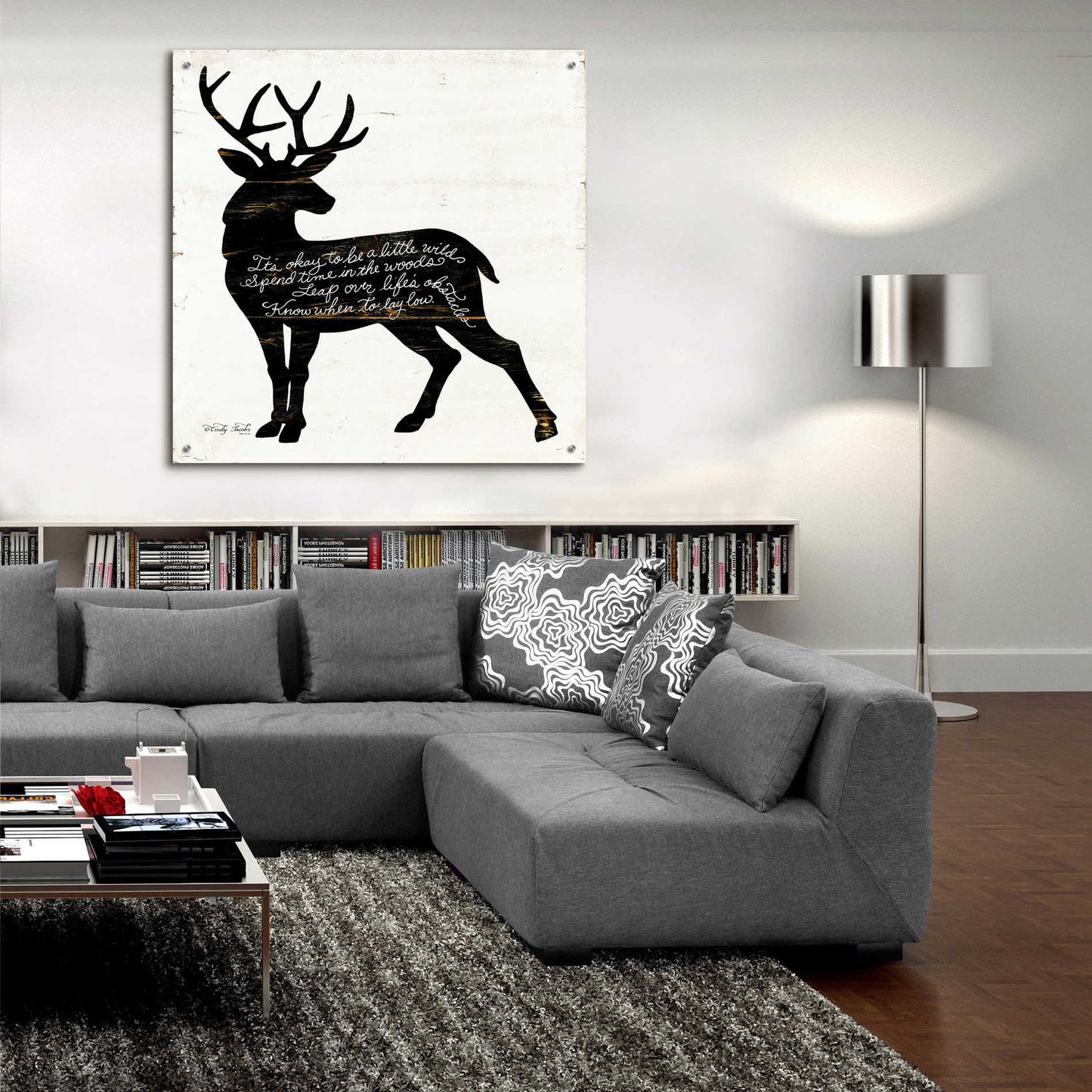 Epic Art 'Deer in Black' by Cindy Jacobs, Acrylic Glass Wall Art,36x36