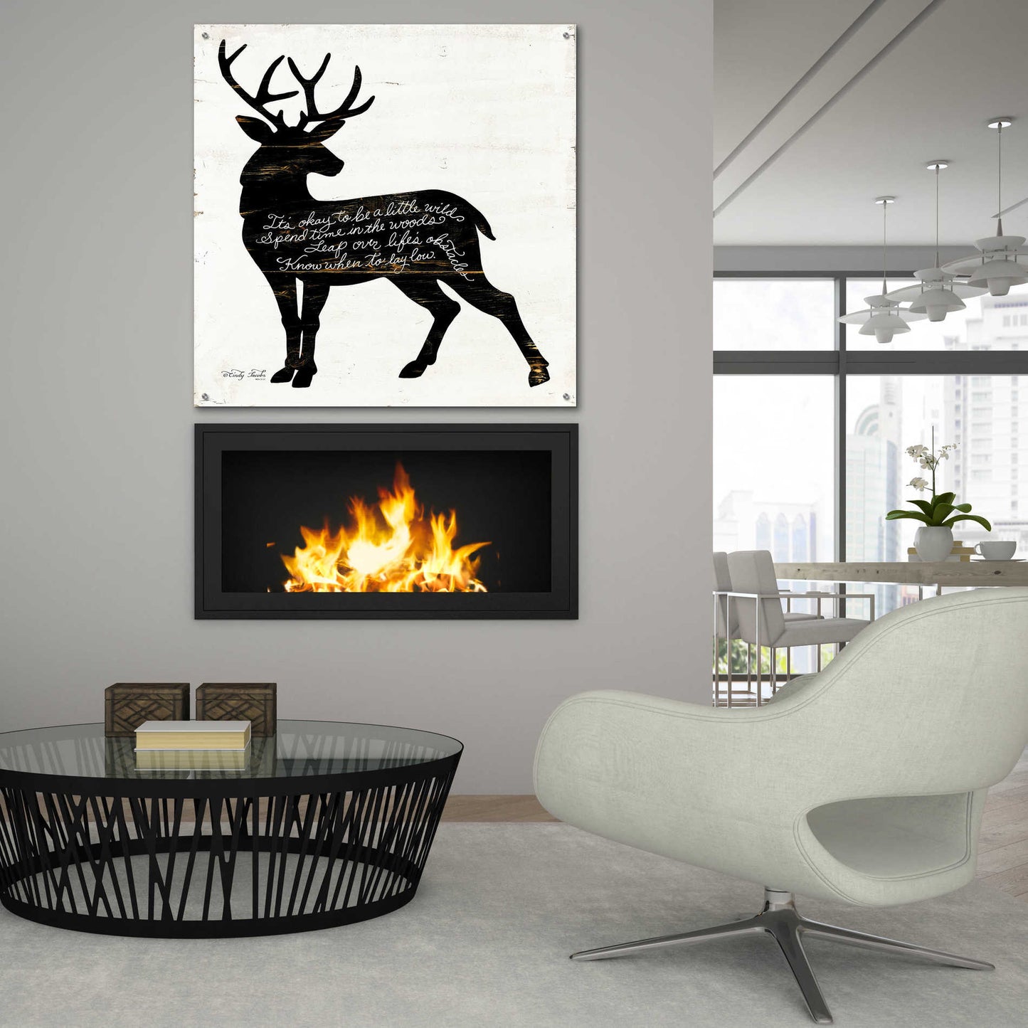 Epic Art 'Deer in Black' by Cindy Jacobs, Acrylic Glass Wall Art,36x36