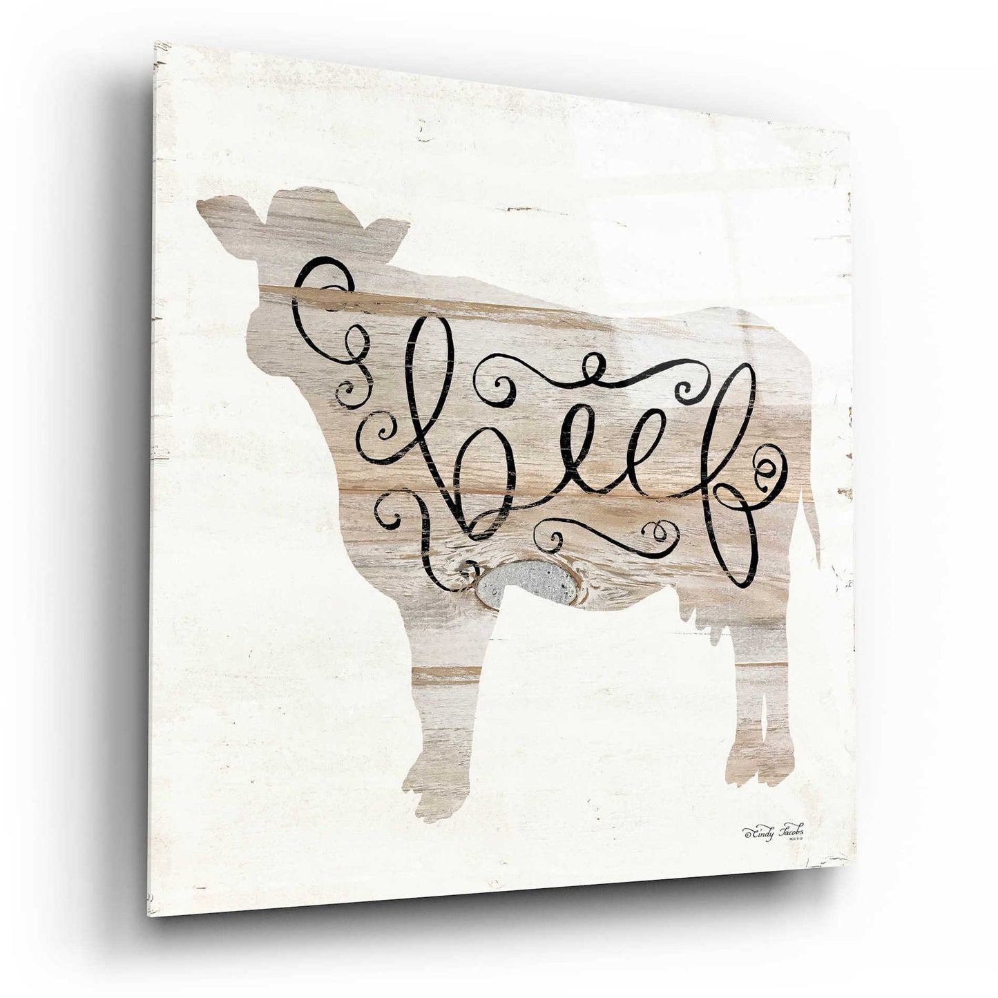 Epic Art 'Beef in Beige' by Cindy Jacobs, Acrylic Glass Wall Art,12x12