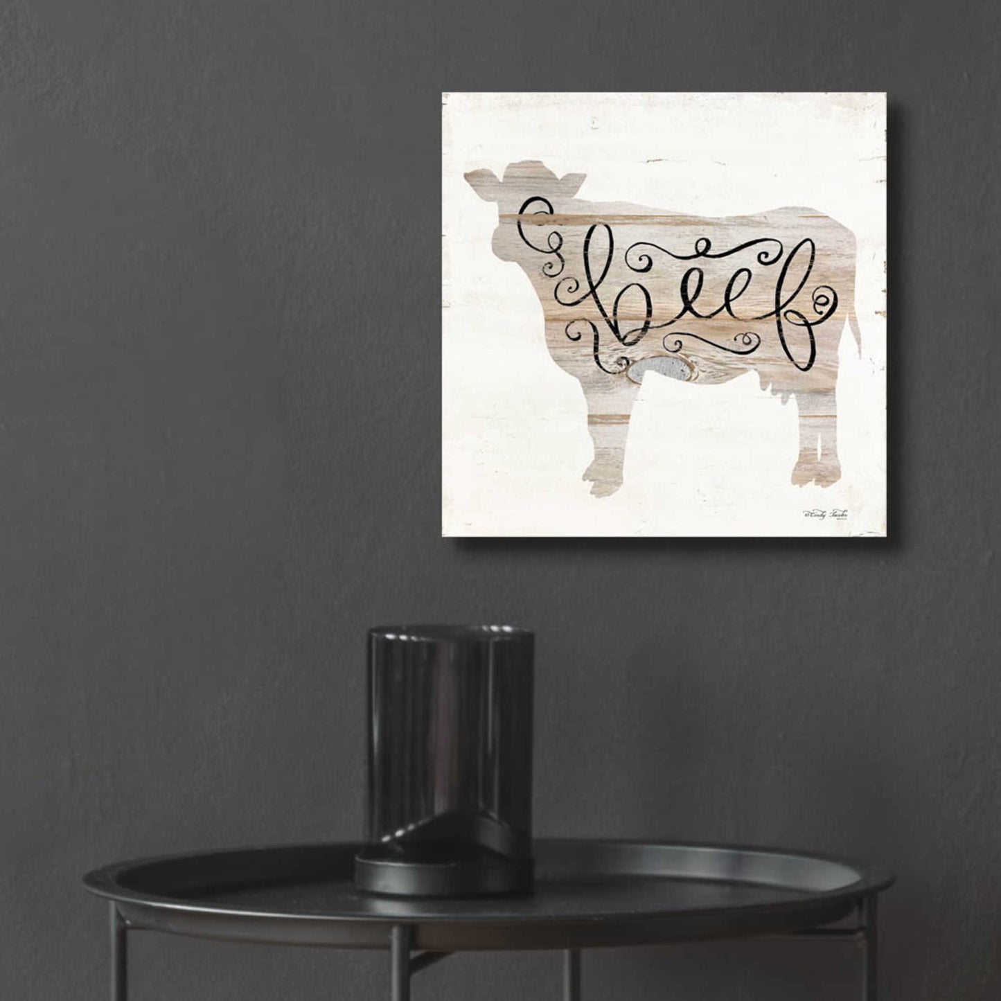 Epic Art 'Beef in Beige' by Cindy Jacobs, Acrylic Glass Wall Art,12x12