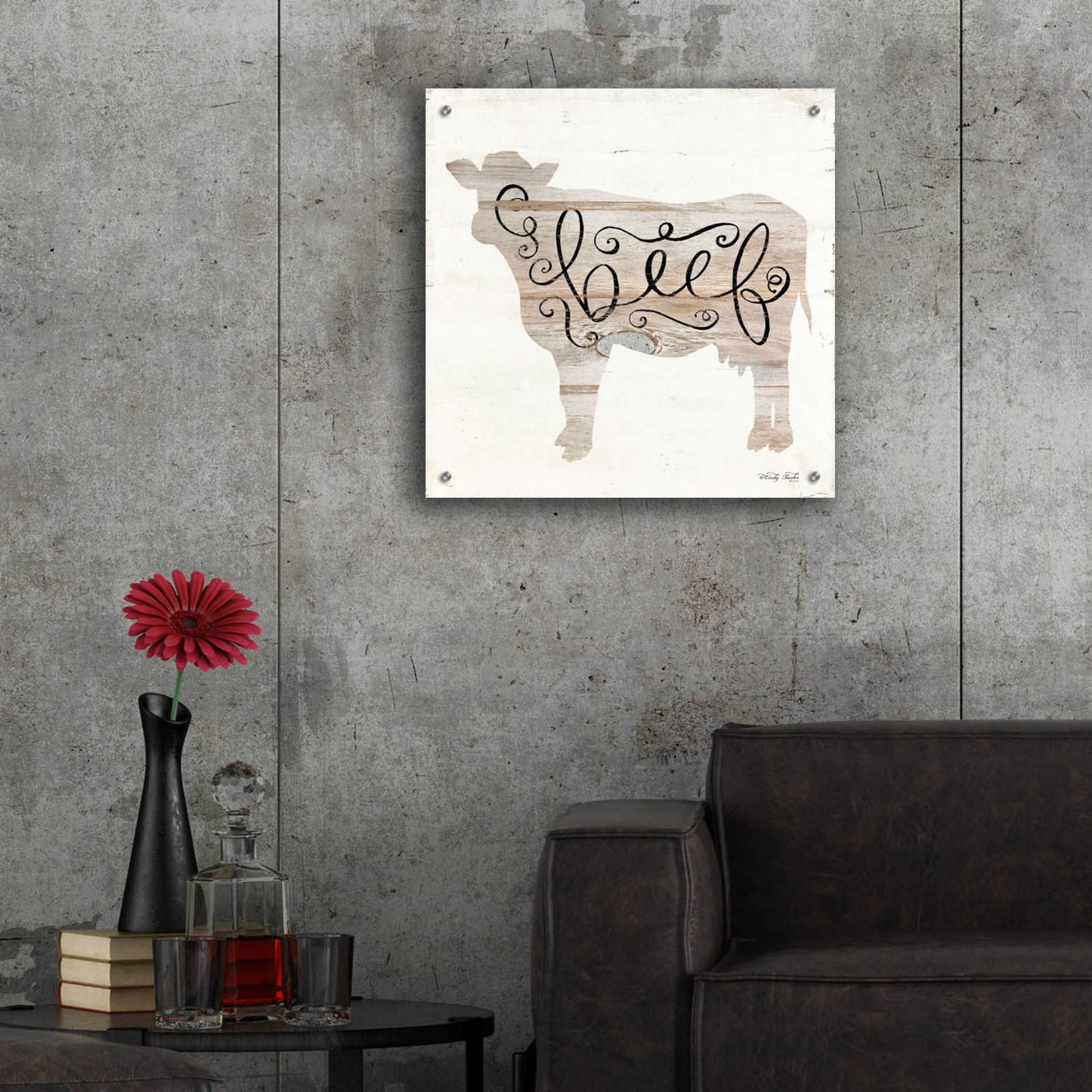 Epic Art 'Beef in Beige' by Cindy Jacobs, Acrylic Glass Wall Art,24x24