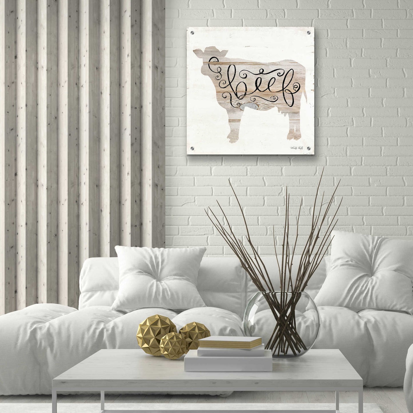 Epic Art 'Beef in Beige' by Cindy Jacobs, Acrylic Glass Wall Art,24x24