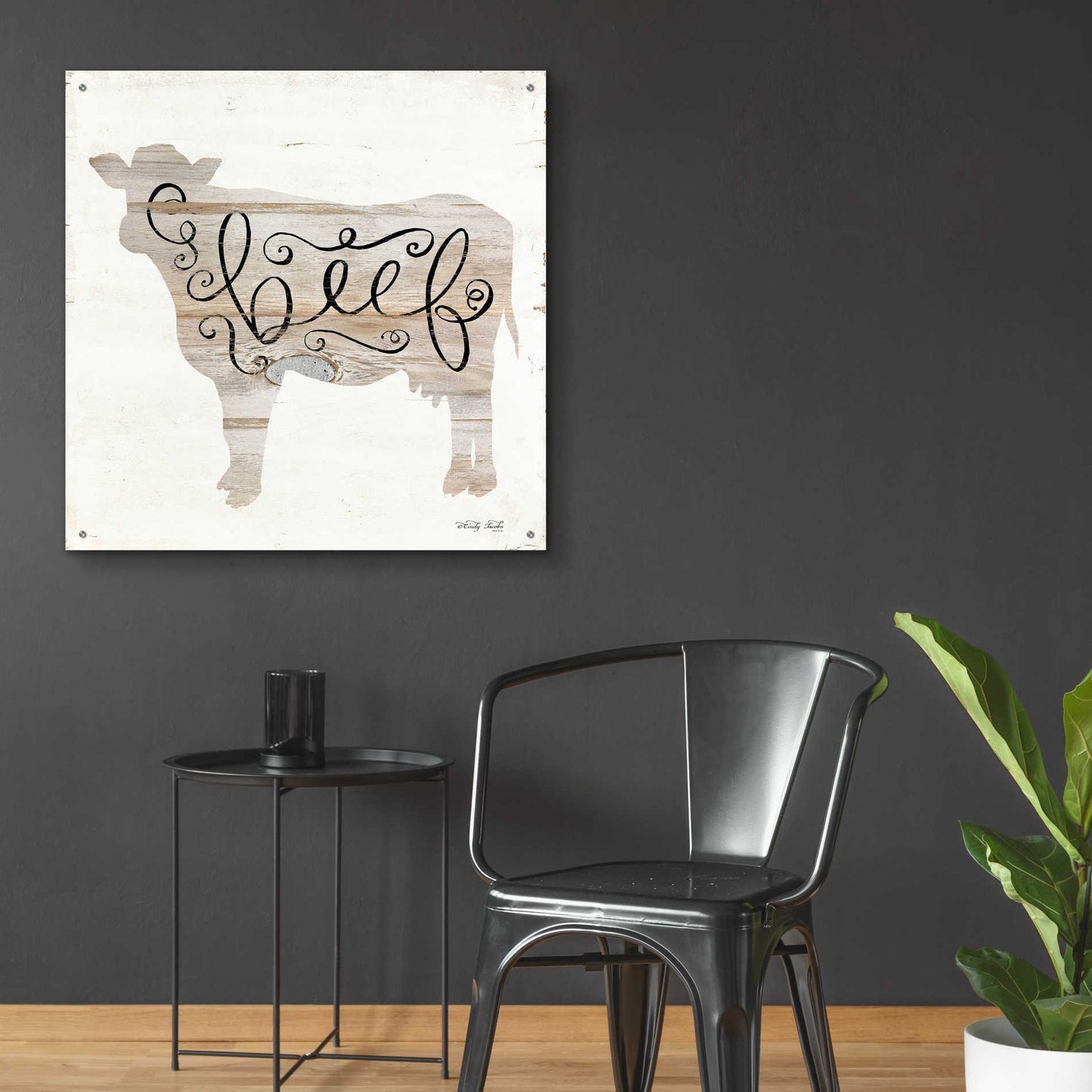 Epic Art 'Beef in Beige' by Cindy Jacobs, Acrylic Glass Wall Art,36x36