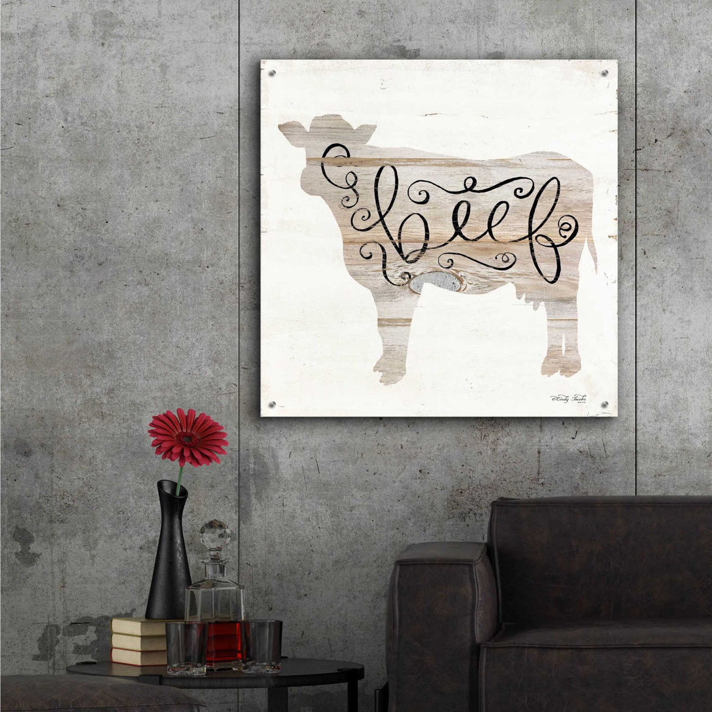 Epic Art 'Beef in Beige' by Cindy Jacobs, Acrylic Glass Wall Art,36x36